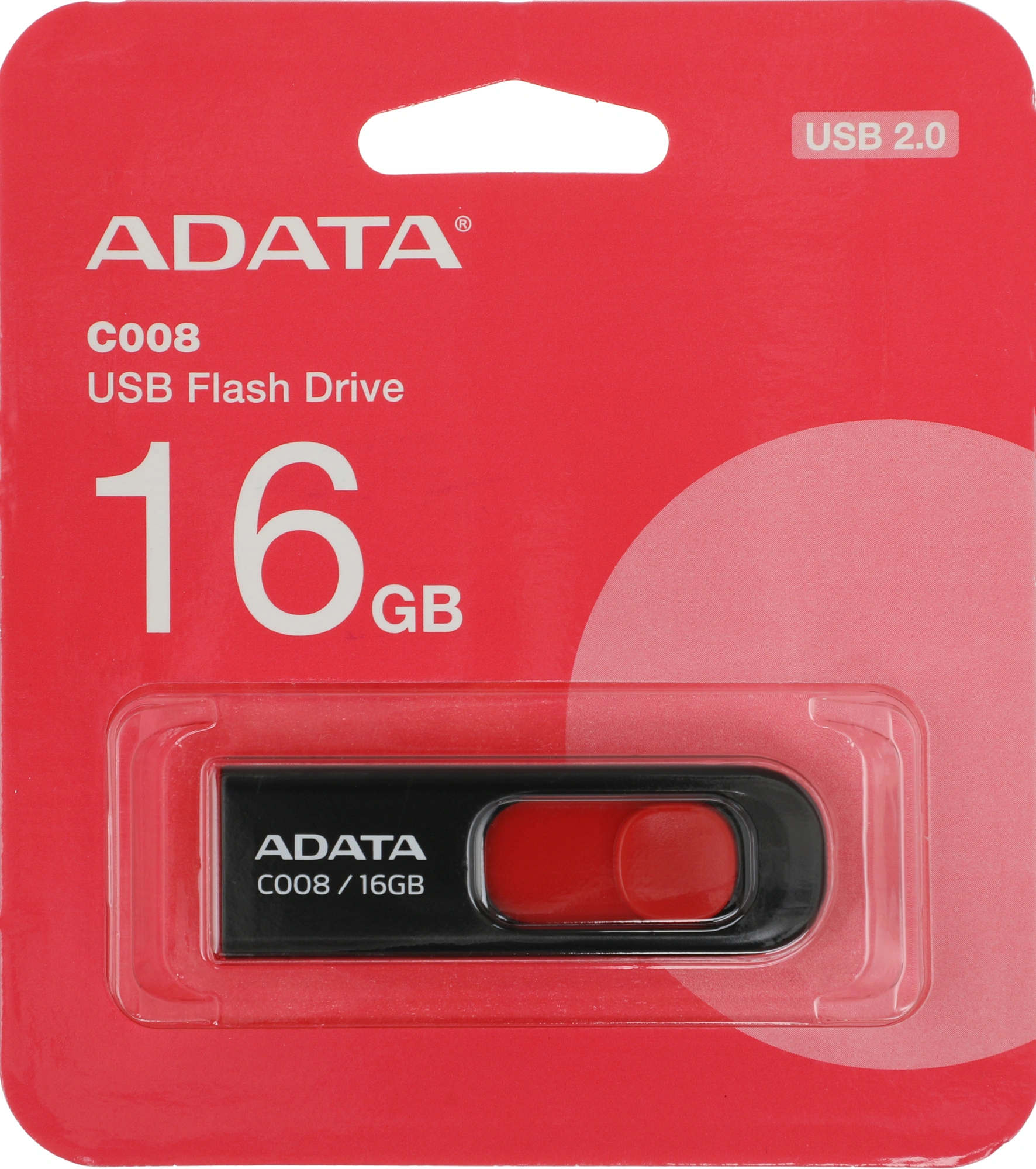 Флеш Диск A-Data 16Gb Classic C008 AC008-16G-RKD USB2.0 красный/черный — миниатюра 2
