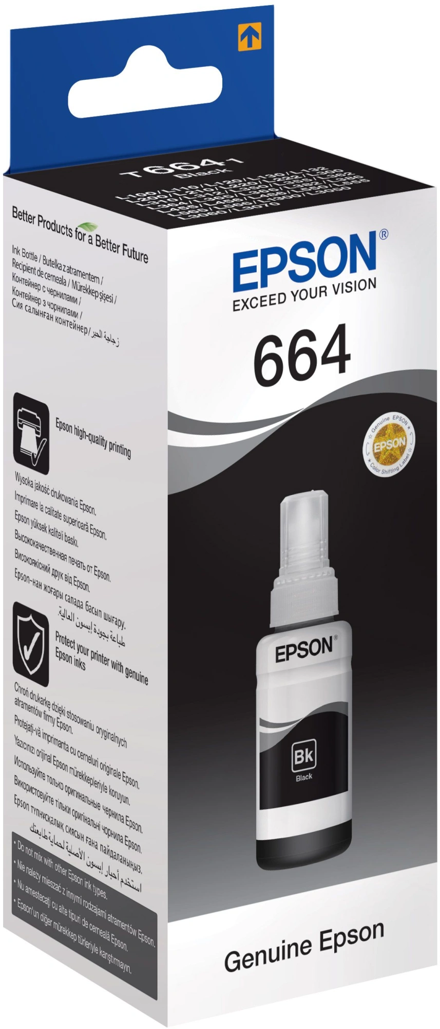 Чернила Epson 664 C13T66414A черный 70мл для Epson L100 — фото 1