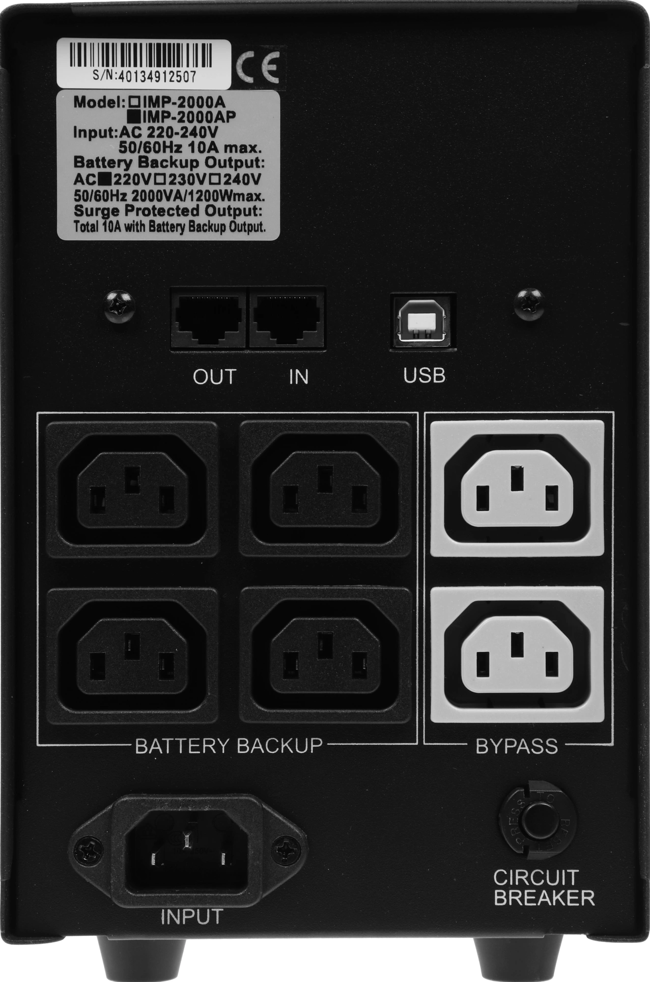 Источник бесперебойного питания Powercom Imperial IMP-2000AP 1200Вт 2000ВА черный — миниатюра 4