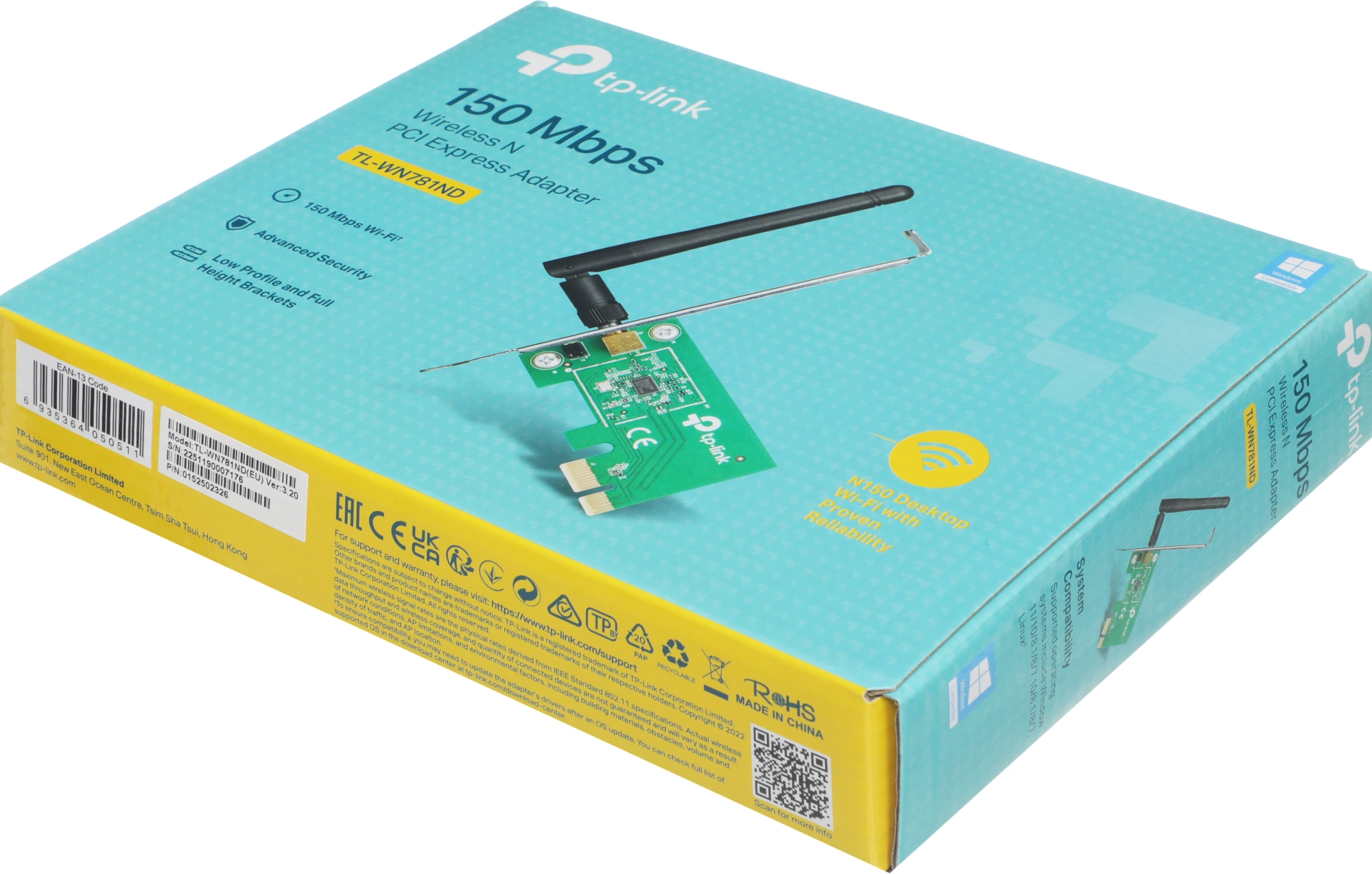 Сетевой адаптер Wi-Fi TP-Link TL-WN781ND N150 PCI Express (ант.внеш.съем) 1ант. — миниатюра 10