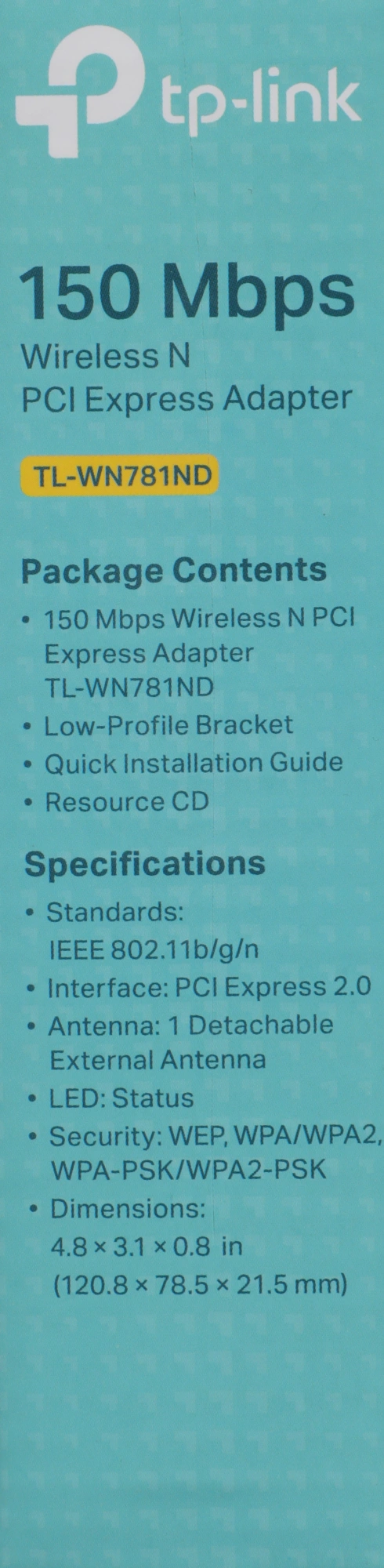 Сетевой адаптер Wi-Fi TP-Link TL-WN781ND N150 PCI Express (ант.внеш.съем) 1ант. — миниатюра 11