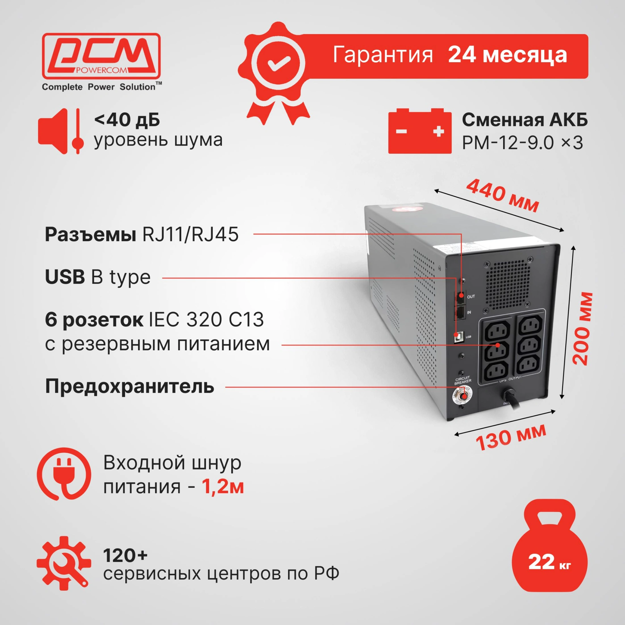 Источник бесперебойного питания Powercom Imperial IMD-3000AP 1800Вт 3000ВА черный — миниатюра 5
