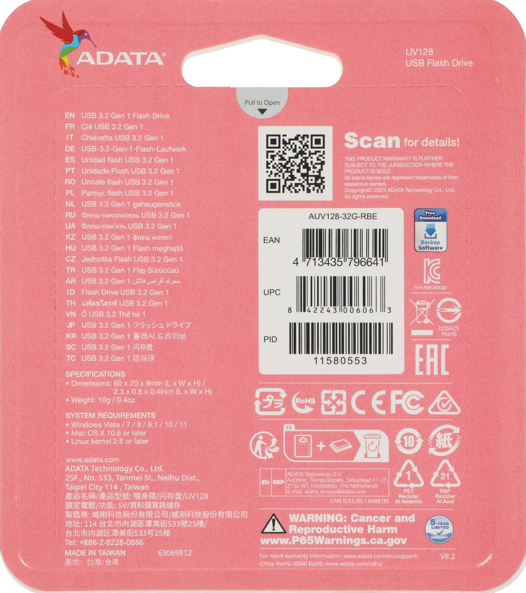 Флеш Диск A-Data 32Gb DashDrive UV128 AUV128-32G-RBE USB3.0 черный/синий — миниатюра 7