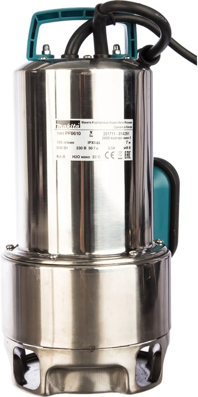 Насос дренажный Makita PF0610 550Вт 10800л/час центробежный — миниатюра 4