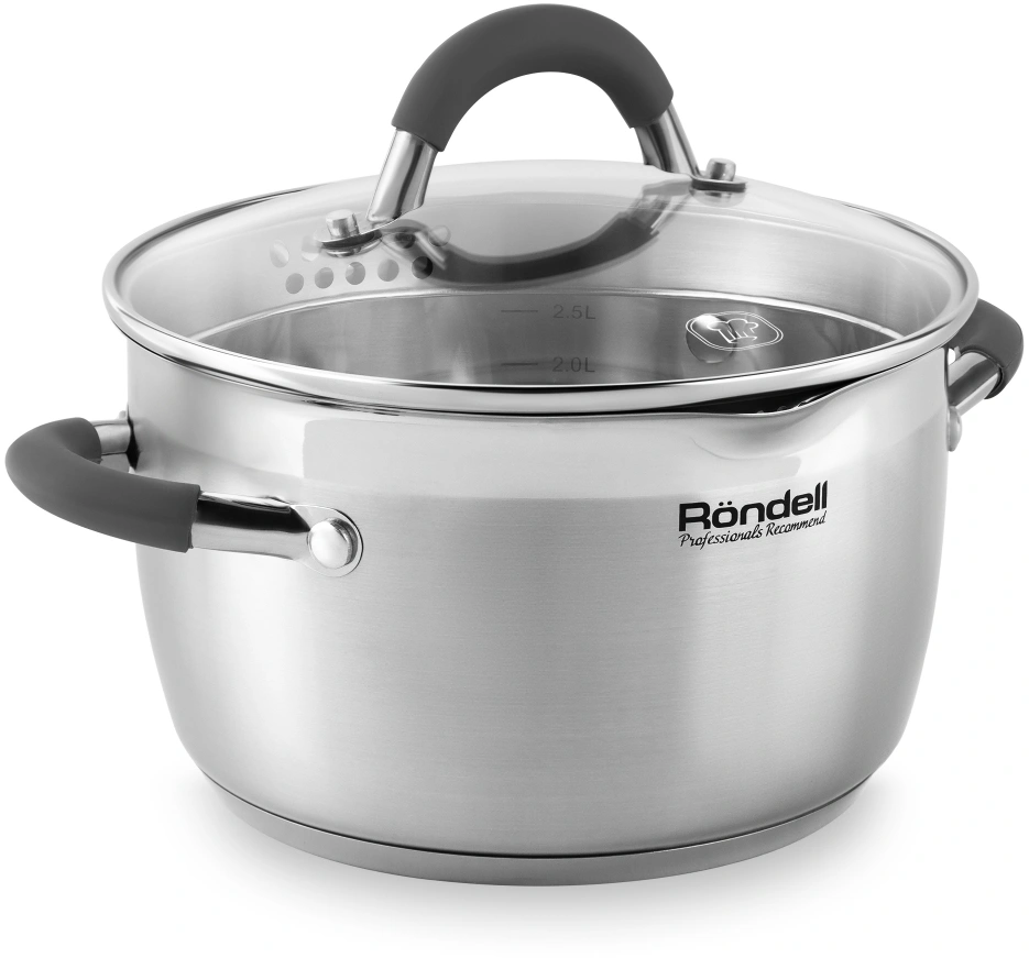 Кастрюля Rondell Flamme RDS-023 2.3л. d=18см (с крышкой) стальной — миниатюра 6