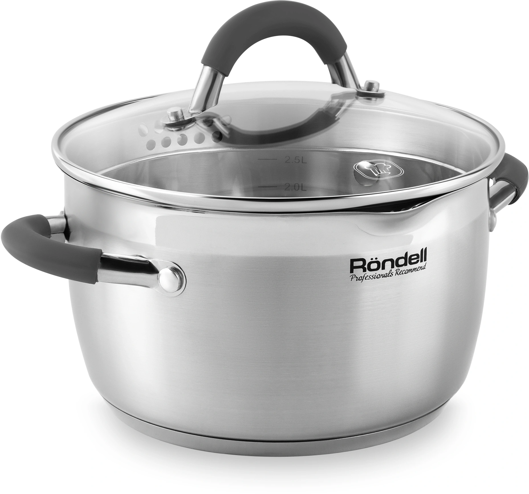 Кастрюля Rondell Flamme RDS-024 3.2л. d=20см (с крышкой) стальной — фото 1