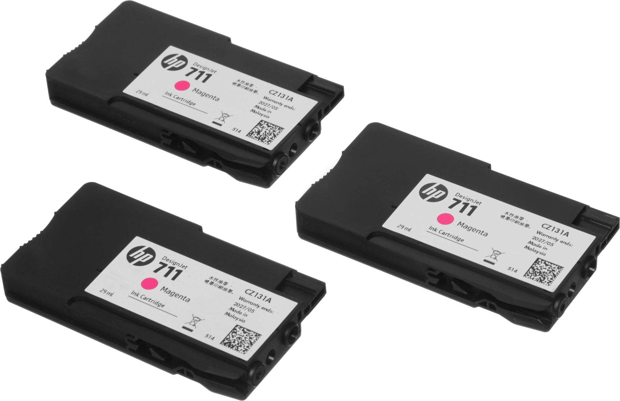 Картридж струйный HP 711 CZ135A пурпурный тройная упак. для HP DJ T120/T520 — миниатюра 4