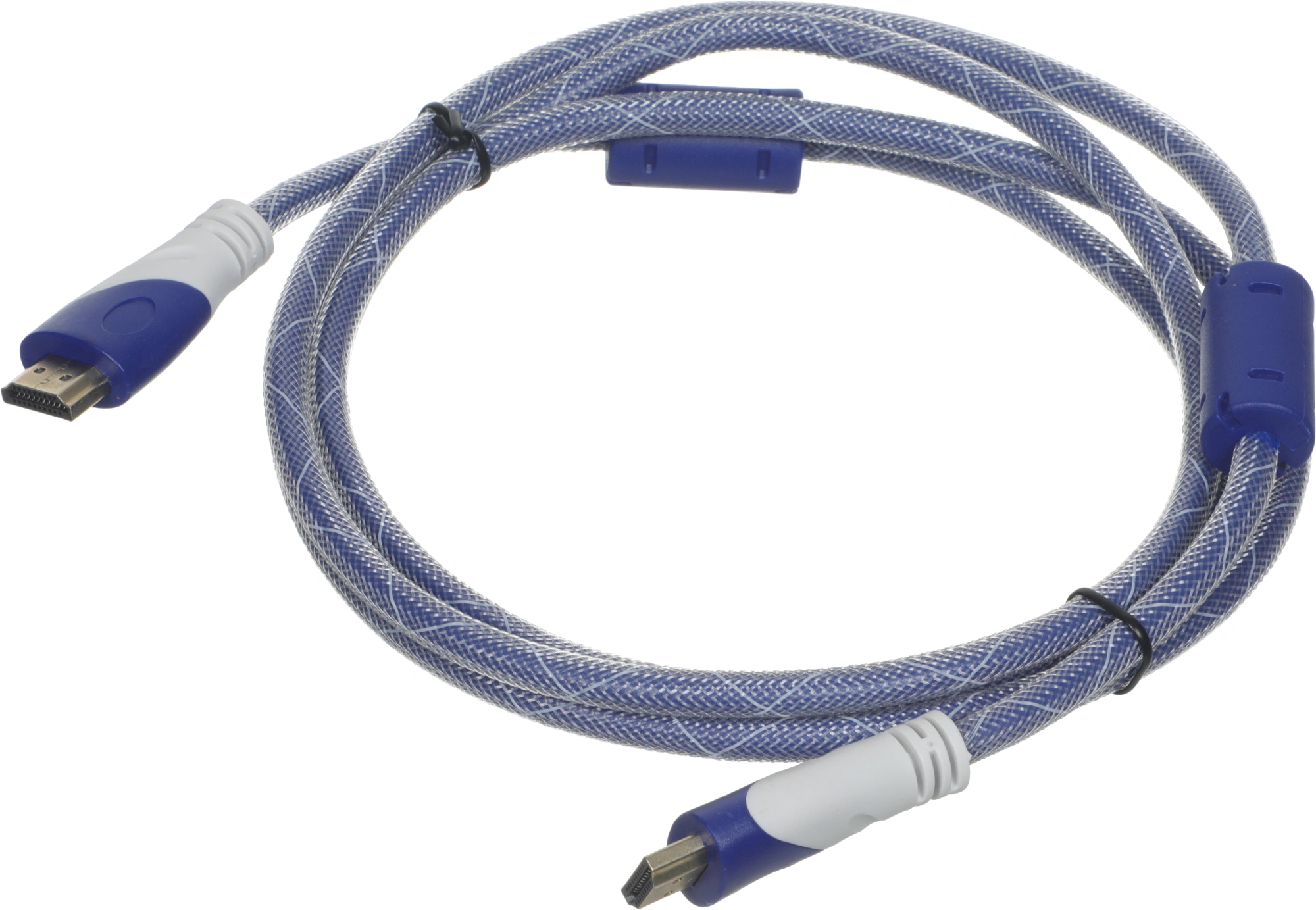 Кабель аудио-видео HDMI (m)/HDMI (m) 1.8м. феррит.кольца позолоч.конт. синий/белый (VER 1.4) — миниатюра 3