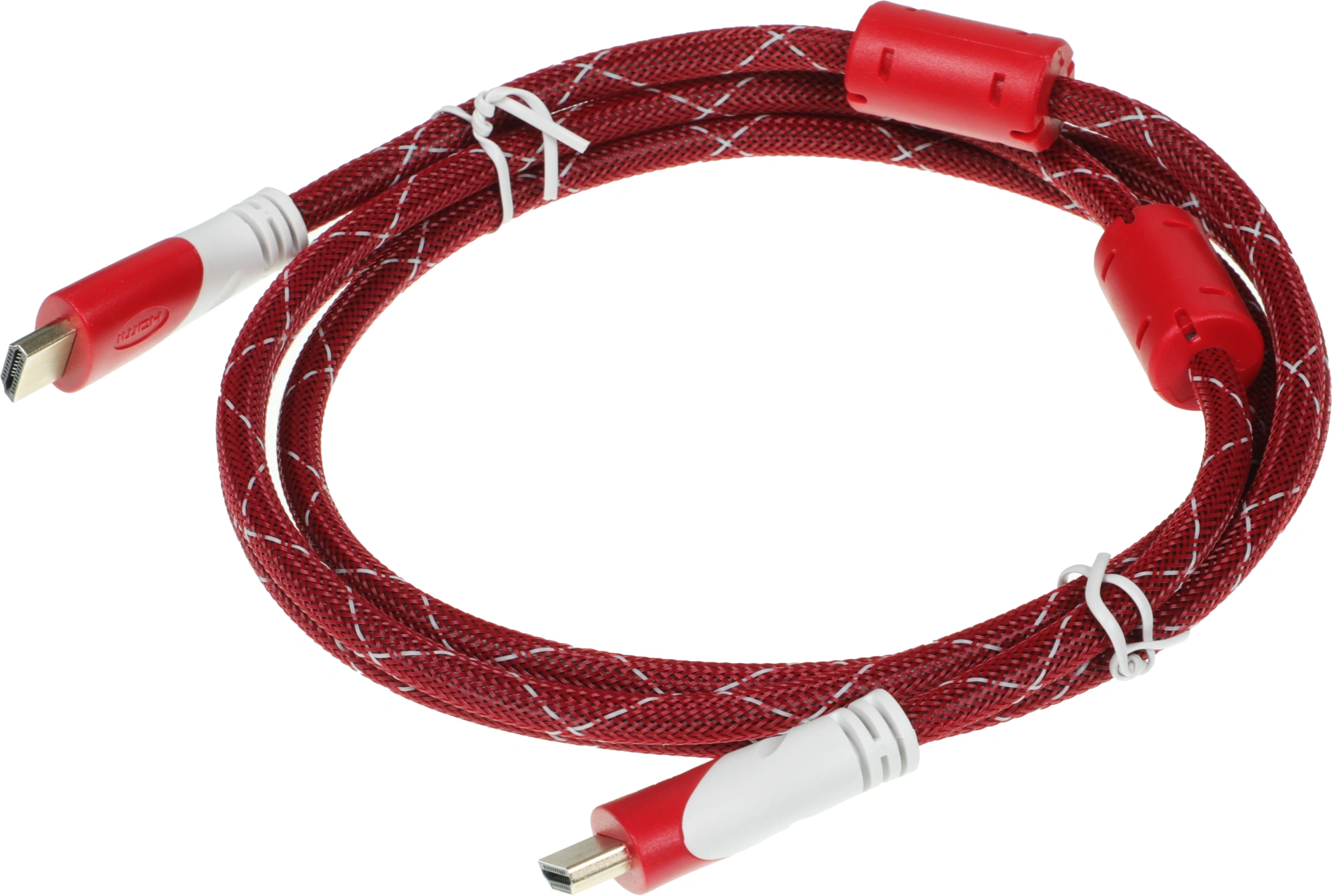Кабель аудио-видео ver 1.4 HDMI (m)/HDMI (m) 1.8м. феррит.кольца позолоч.конт. красный — фото 1