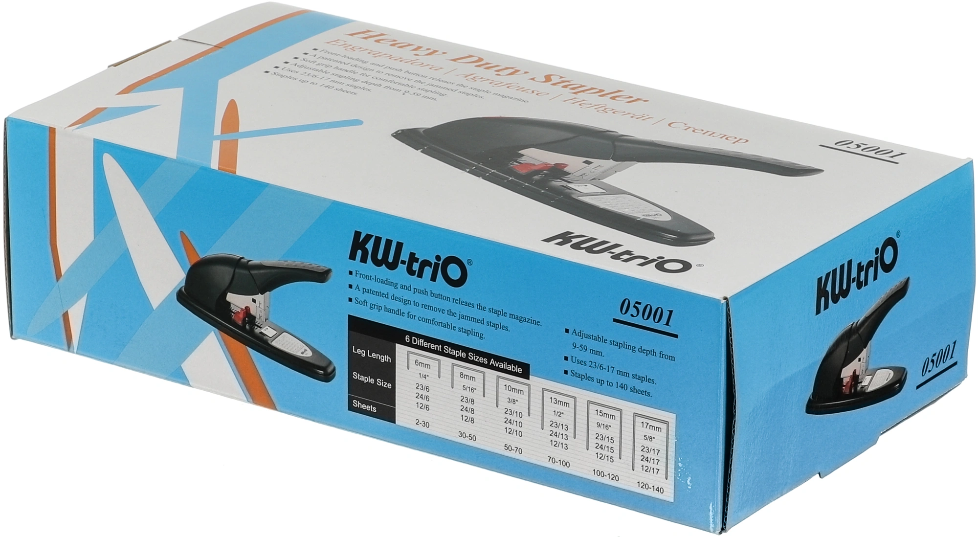 Степлер мощный Kw-Trio 5001 23/6 23/8 23/10 23/13 23/15 23/17 (140листов) черный металл/пластик — миниатюра 6