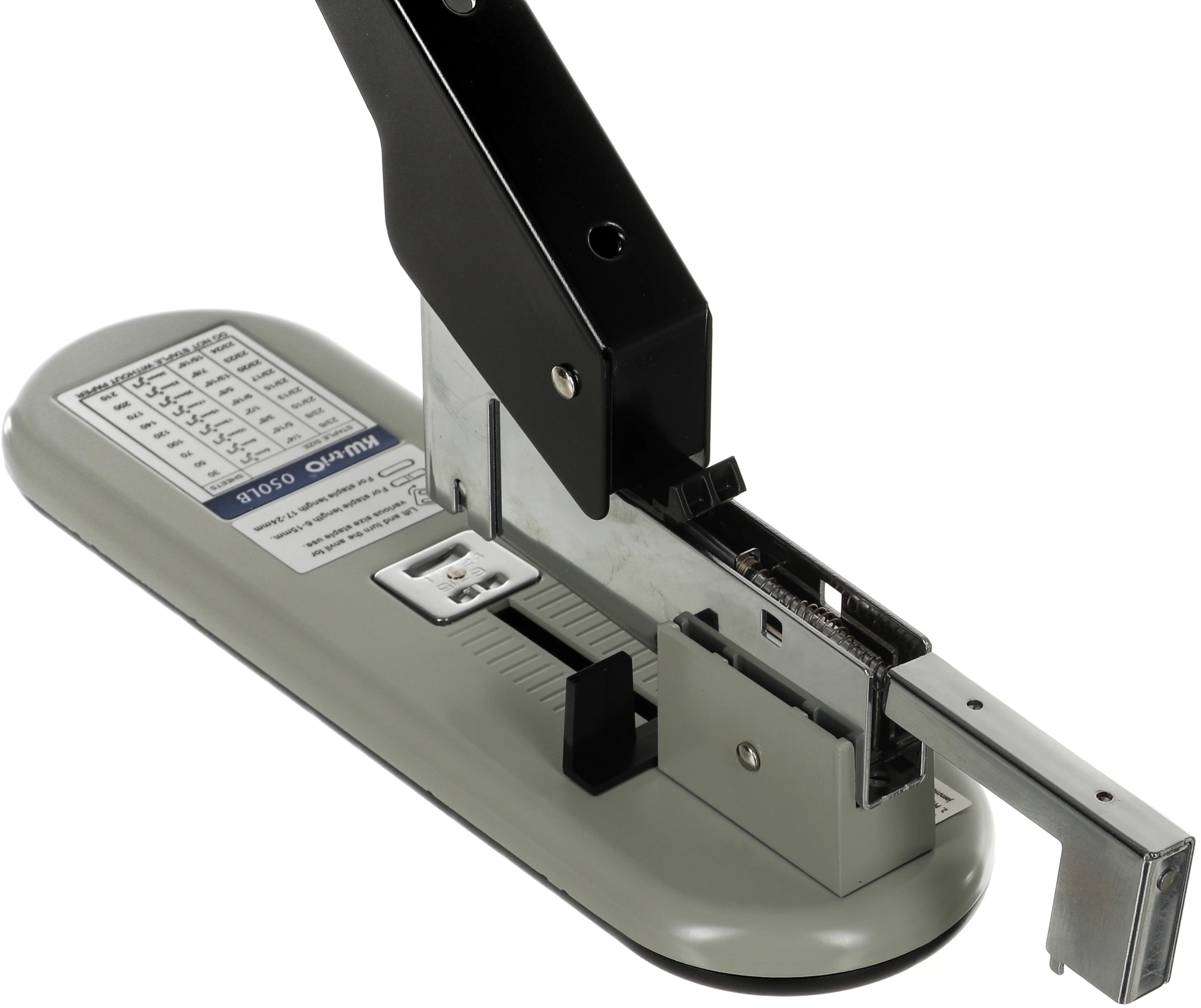 Степлер настольный Kw-Trio 050LB 050-LB 23/6 23/8 23/10 23/13 23/15 23/17 23/20 23/23 (210листов) черный/серый металл/пластик — миниатюра 9