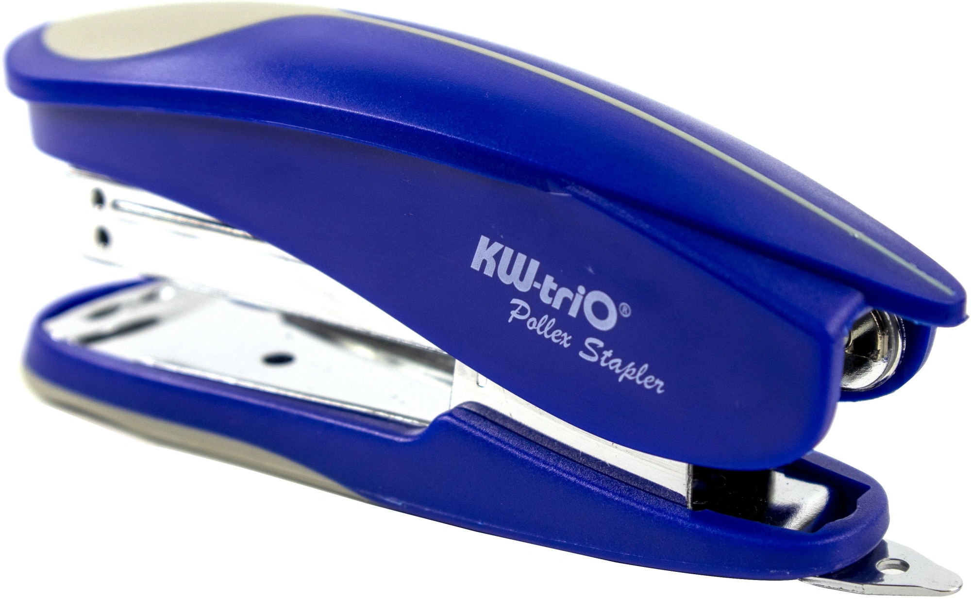 Степлер Kw-Trio 05516BLU Half-strip Pollex 24/6 26/6 (20листов) встроенный антистеплер синий 105скоб — миниатюра 4