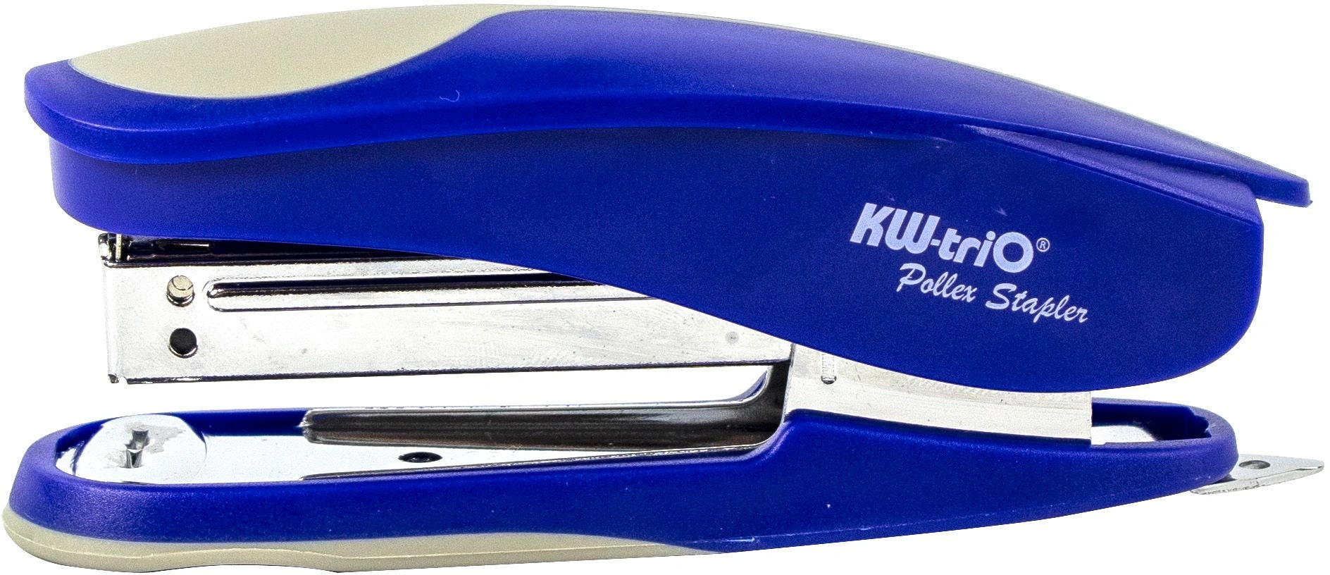 Степлер Kw-Trio 05516BLU Half-strip Pollex 24/6 26/6 (20листов) встроенный антистеплер синий 105скоб — миниатюра 6
