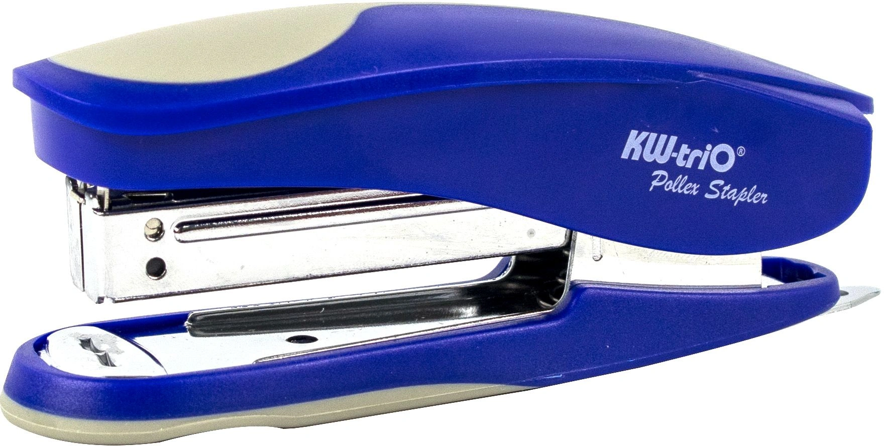 Степлер Kw-Trio 05516BLU Half-strip Pollex 24/6 26/6 (20листов) встроенный антистеплер синий 105скоб — миниатюра 7