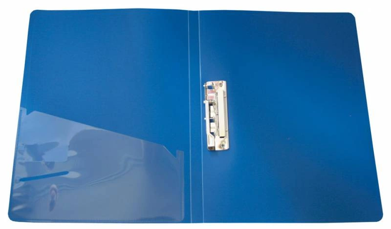 Папка метал.зажим Бюрократ -PZ07CBLUE A4 пластик 0.7мм внут.и торц.карм синий — миниатюра 3