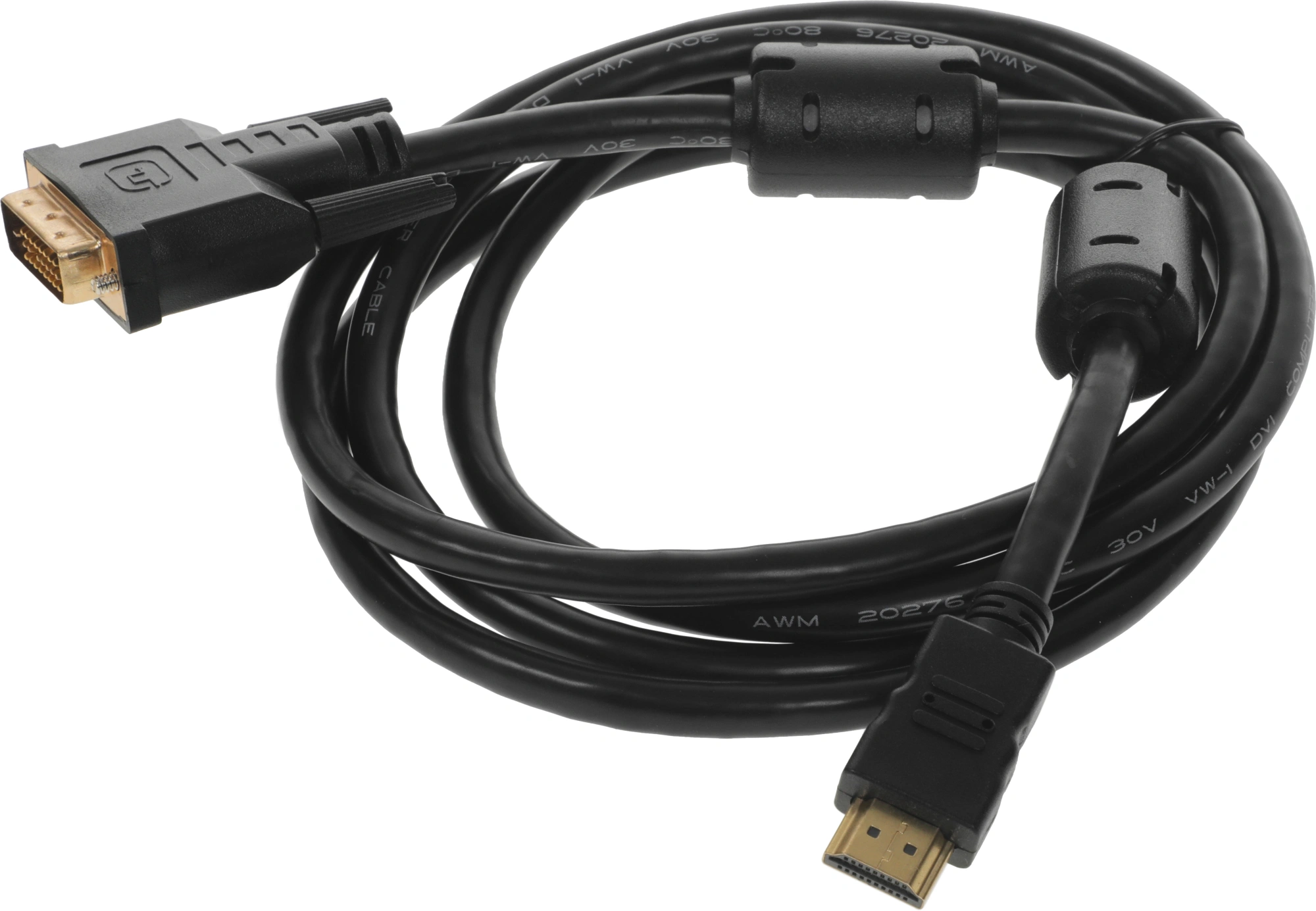 Кабель-переходник аудио-видео Buro HDMI (m)/DVI-D (m) 1.8м. феррит.кольца позолоч.конт. (HDMI-19M-DVI-D-1.8M) — миниатюра 4