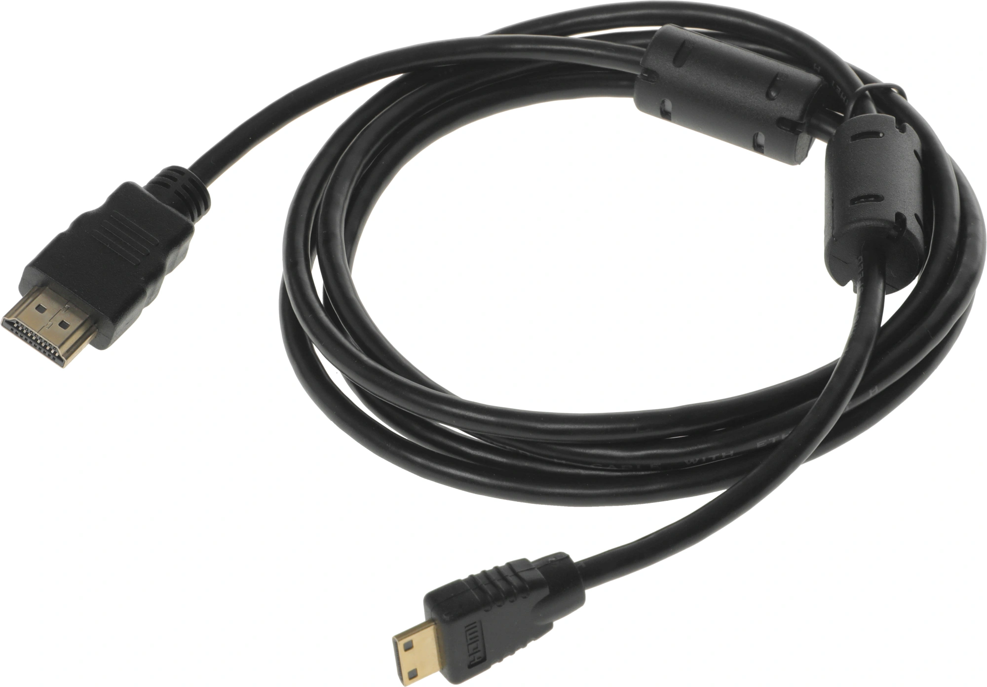 Кабель аудио-видео Buro HDMI 1.4 HDMI (m)/Mini HDMI (m) 1.8м. феррит.кольца позолоч.конт. черный (MINIHDMI-1.8M) — миниатюра 4