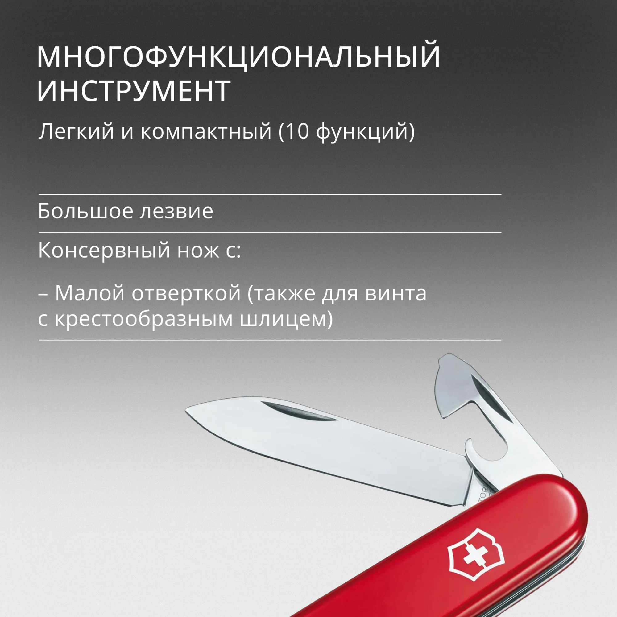 Нож перочинный Victorinox Recruit (0.2503) 84мм 10функц. красный карт.коробка — миниатюра 12