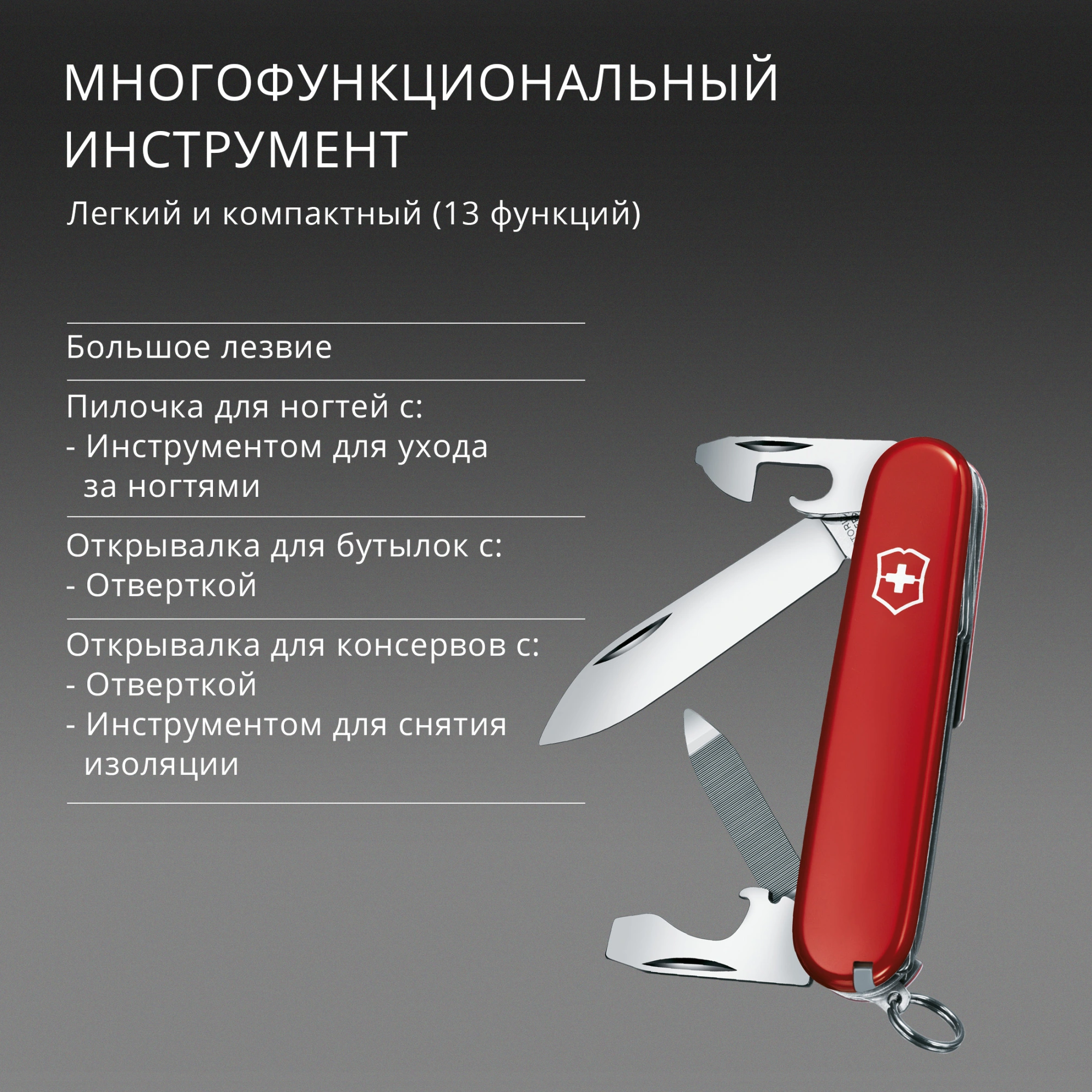 Нож перочинный Victorinox Sportsman (0.3803) 84мм 13функц. красный карт.коробка — миниатюра 13