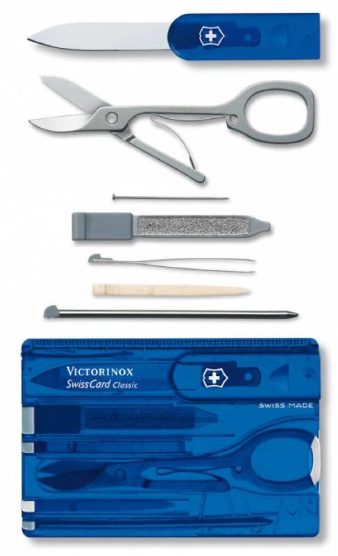 Швейцарская карта Victorinox SwissCard Classic (0.7122.T2) синий полупрозрачный коробка подарочная — фото 1