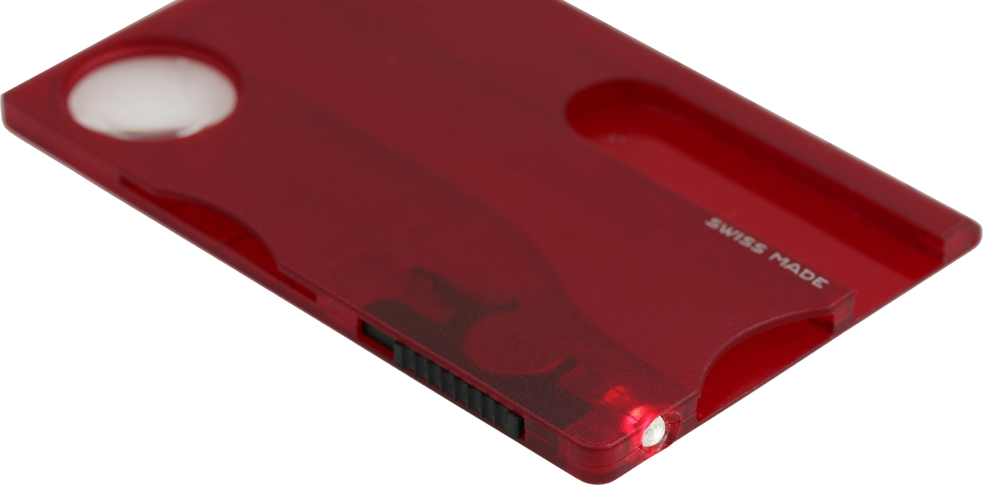 Швейцарская карта Victorinox SwissCard Lite (0.7300.T) красный полупрозрачный коробка подарочная — миниатюра 3