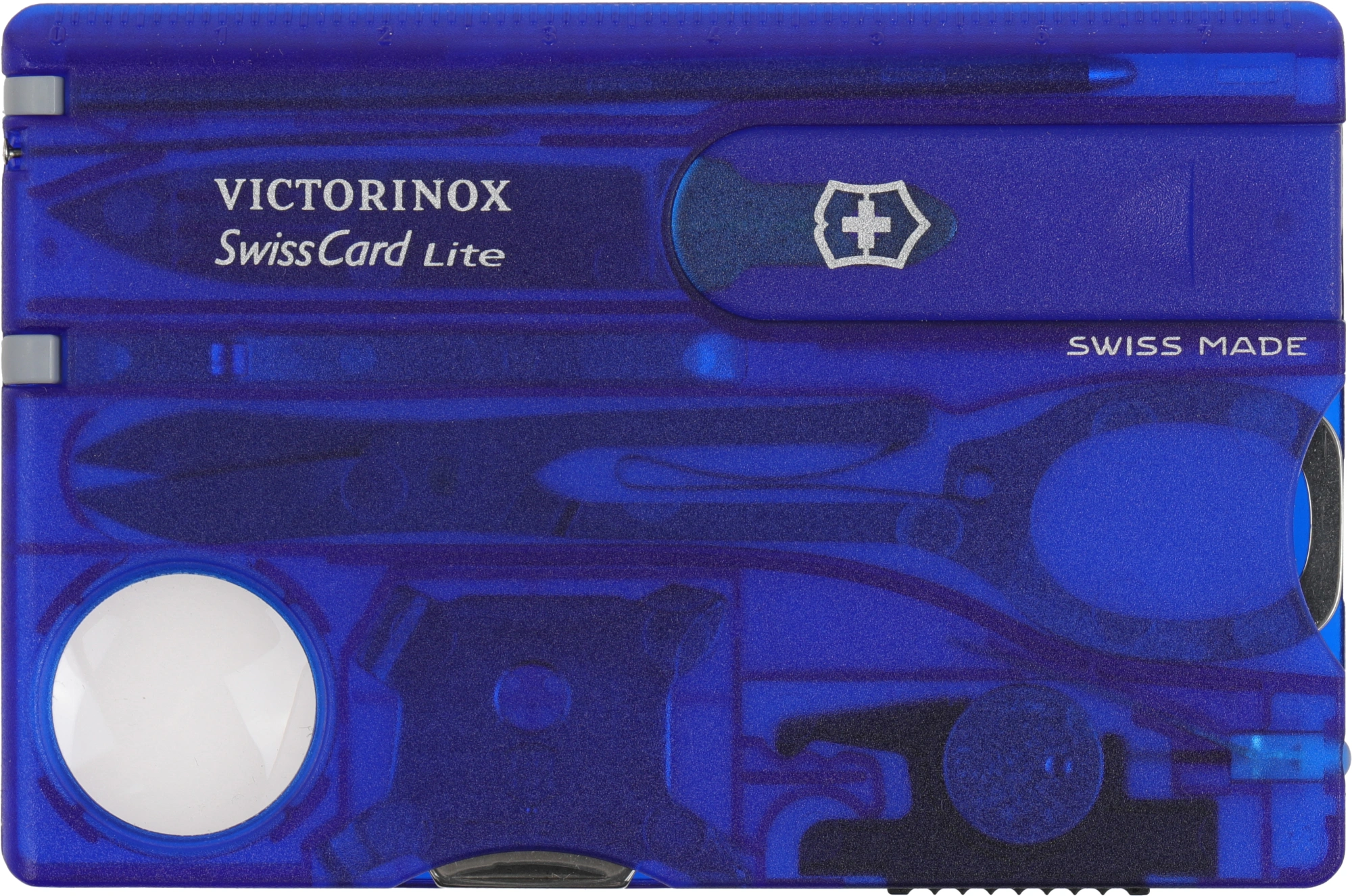 Швейцарская карта Victorinox SwissCard Lite (0.7322.T2) синий полупрозрачный коробка подарочная — фото 1