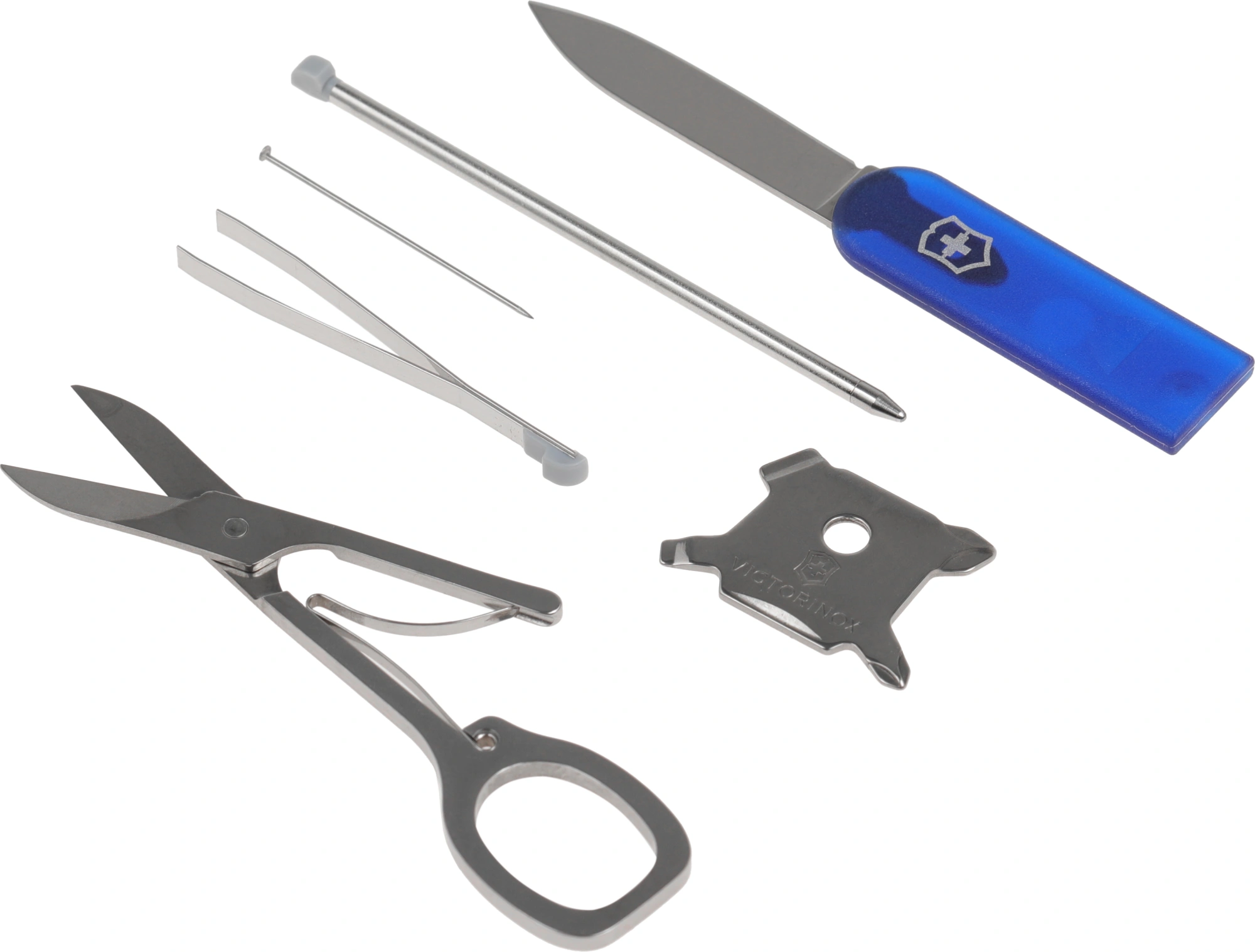 Швейцарская карта Victorinox SwissCard Lite (0.7322.T2) синий полупрозрачный коробка подарочная — миниатюра 5