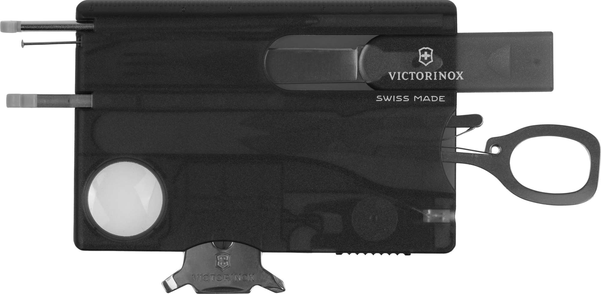 Швейцарская карта Victorinox SwissCard Lite (0.7333.T3) черный полупрозрачный коробка подарочная — миниатюра 2