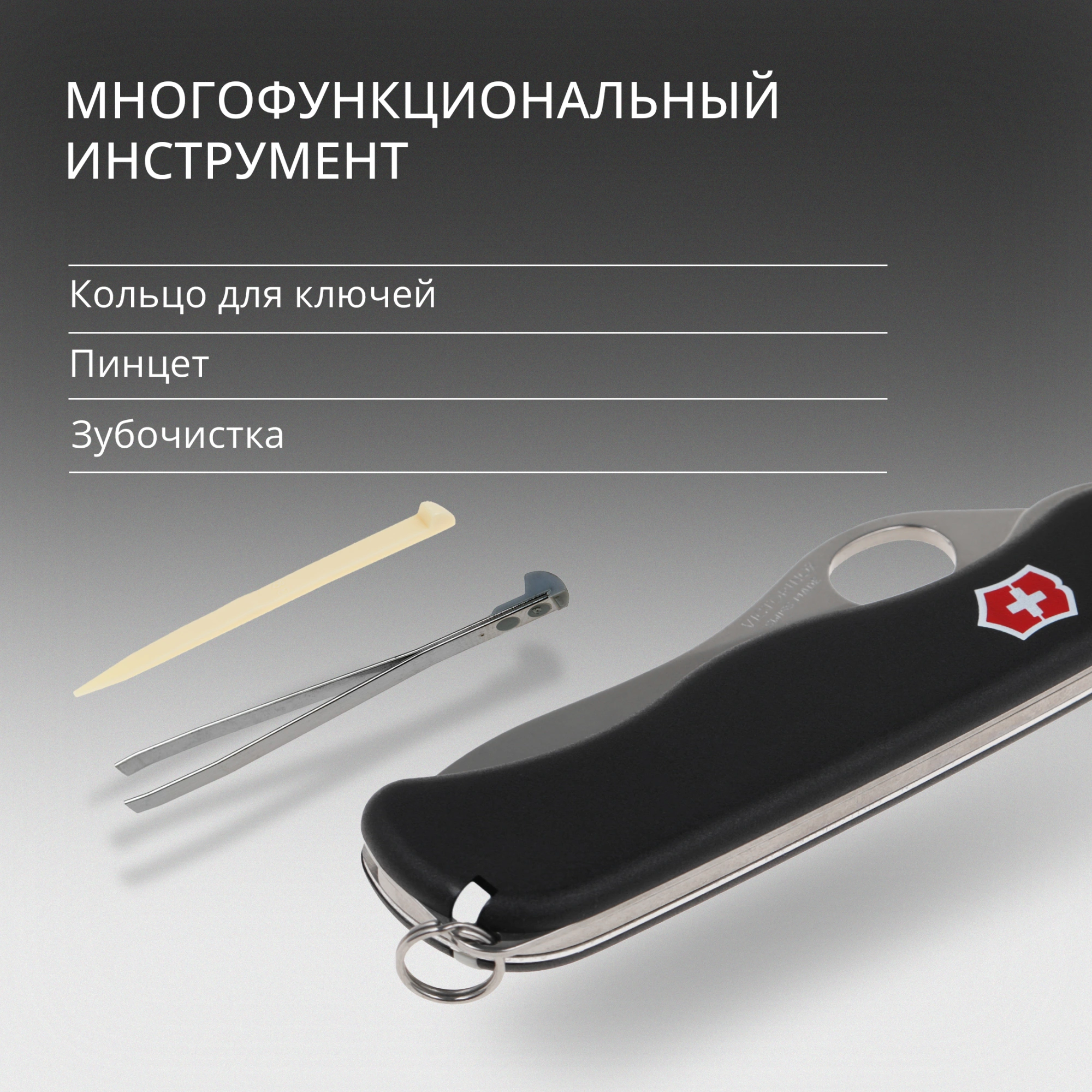 Нож перочинный Victorinox Sentinel One Hand (0.8416.M3) 111мм 5функц. черный карт.коробка — миниатюра 16