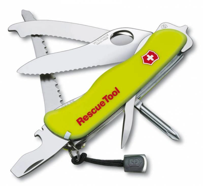 Нож перочинный Victorinox RescueTool One Hand (0.8623.MWN) 111мм 13функц. желтый карт.коробка в комплекте: чехол нейл. — миниатюра 2