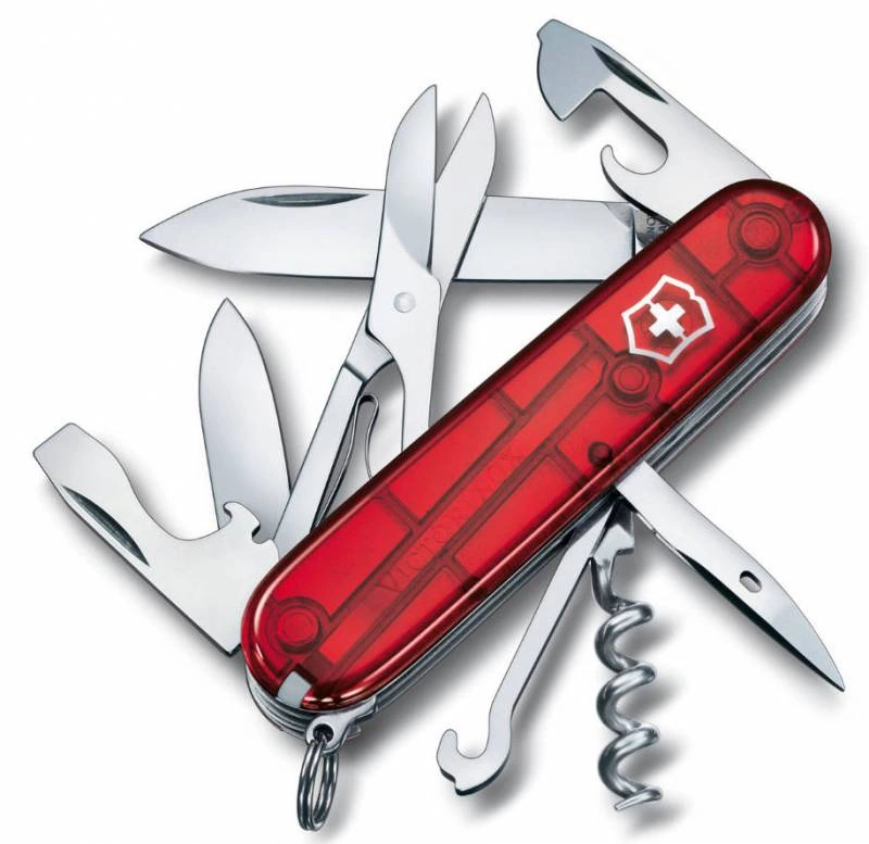 Нож перочинный Victorinox Climber (1.3703.T) 91мм 14функц. красный полупрозрачный карт.коробка — фото 1