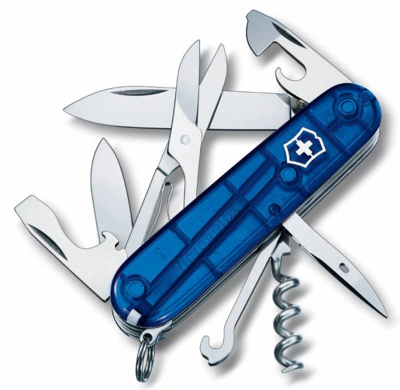 Нож перочинный Victorinox Climber (1.3703.T2) 91мм 14функц. синий полупрозрачный карт.коробка — фото 1