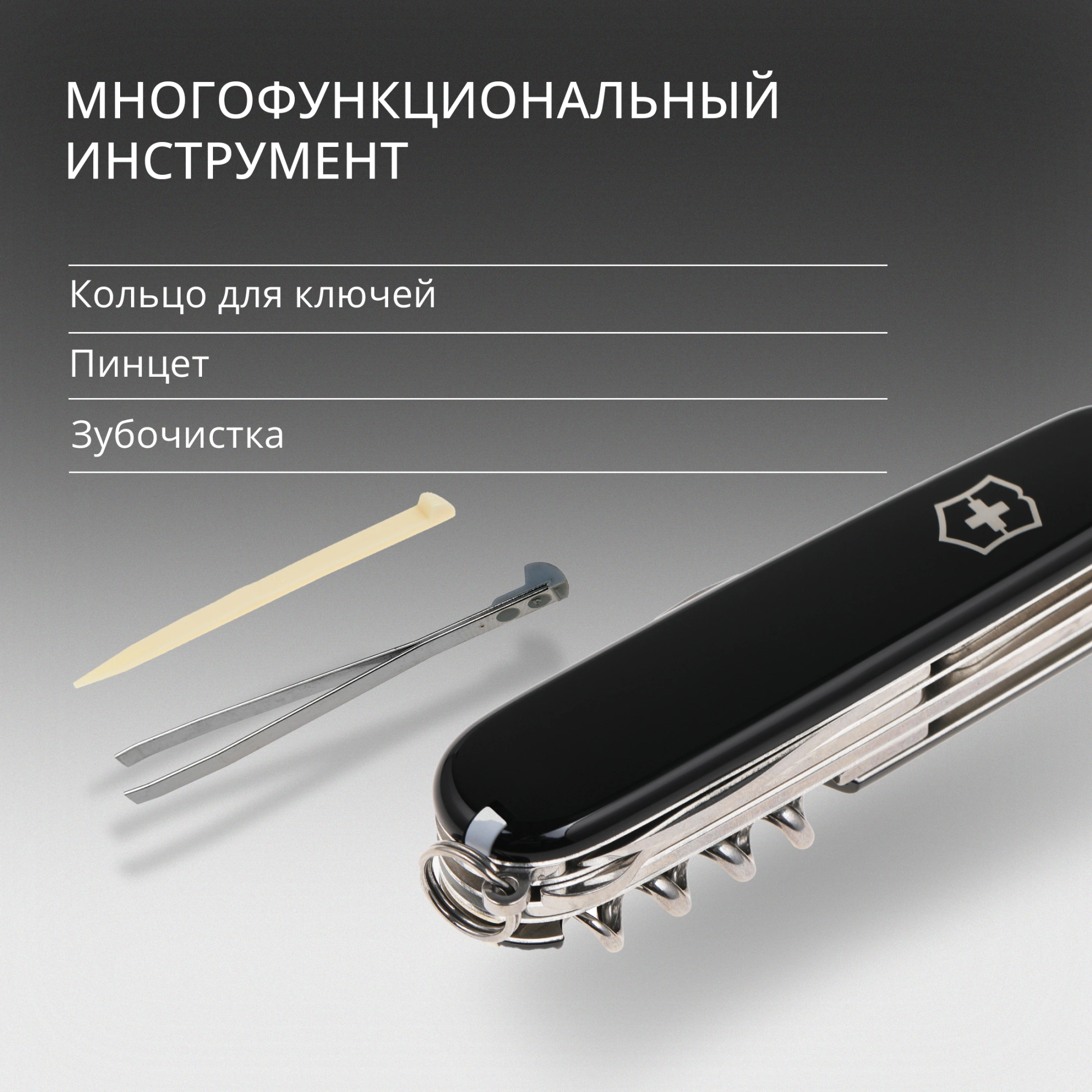 Нож перочинный Victorinox Huntsman (1.3713.3) 91мм 15функц. черный карт.коробка — миниатюра 16