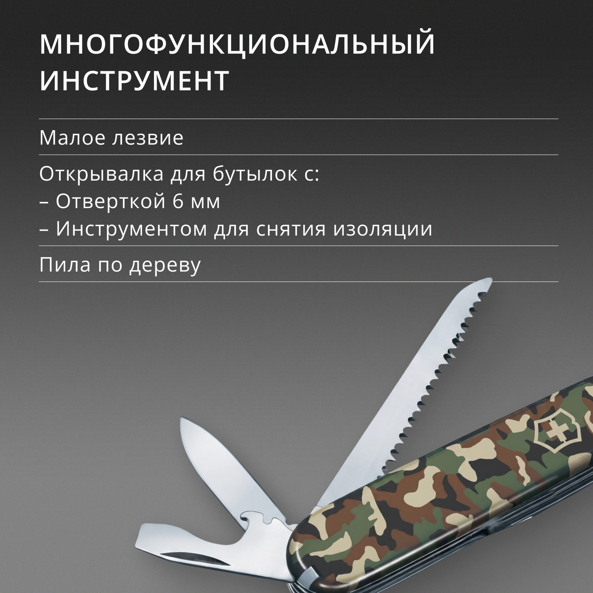 Нож перочинный Victorinox Huntsman (1.3713.94) 91мм 15функц. камуфляж карт.коробка — миниатюра 14