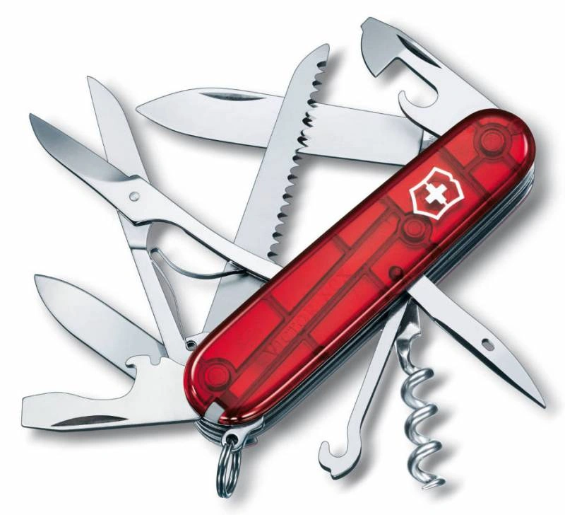 Нож перочинный Victorinox Huntsman (1.3713.T) 91мм 15функц. красный полупрозрачный карт.коробка — миниатюра 2