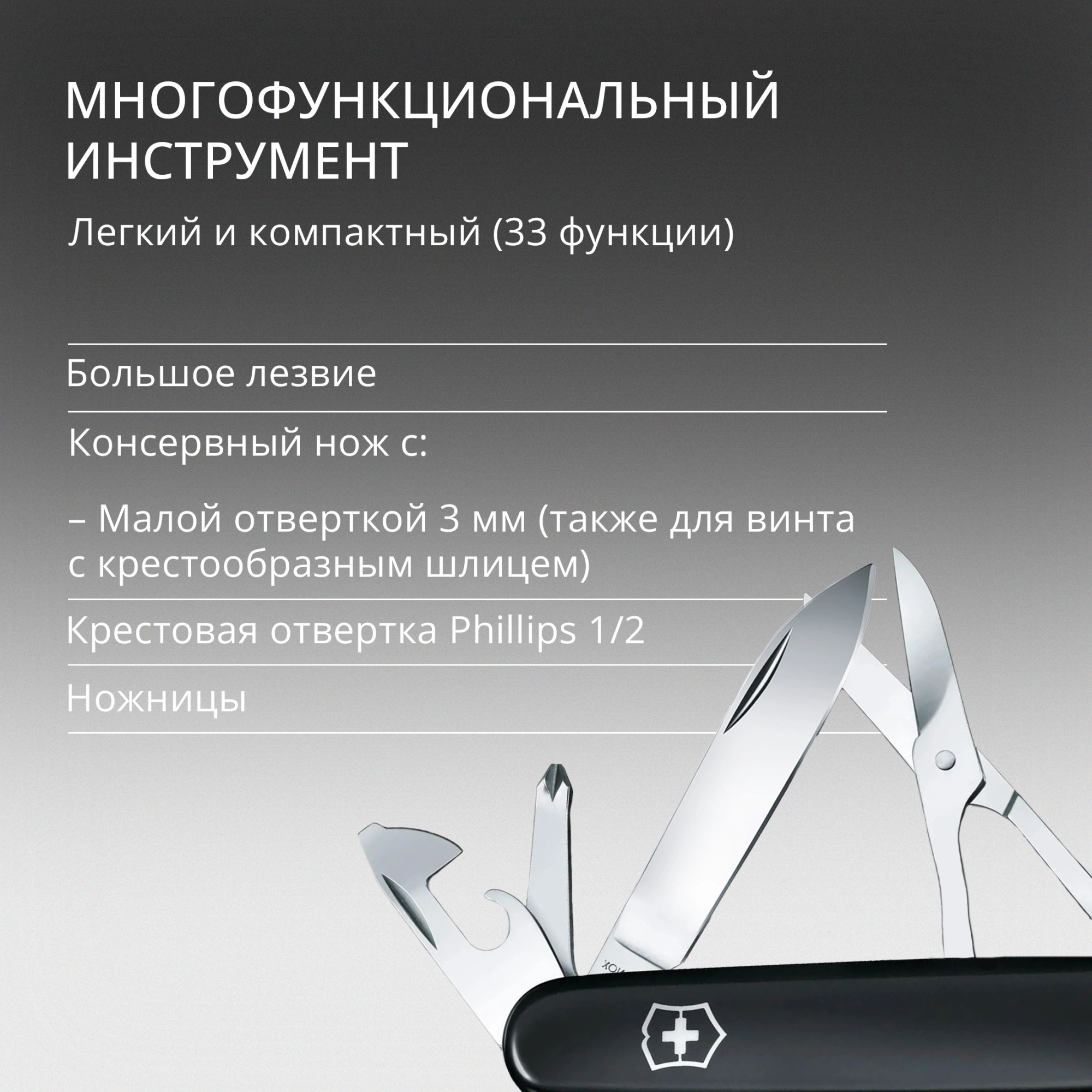 Нож перочинный Victorinox SwissChamp (1.6795.3) 91мм 33функц. черный карт.коробка — миниатюра 15