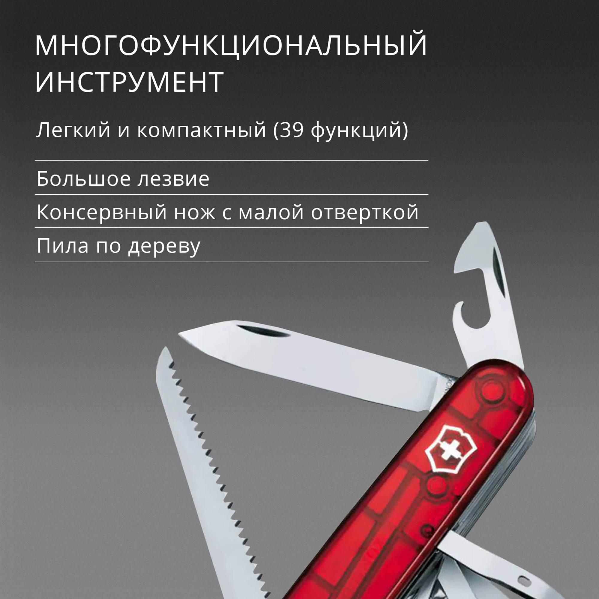 Нож перочинный Victorinox CyberTool L (1.7775.T) 91мм 39функц. красный полупрозрачный карт.коробка — миниатюра 14