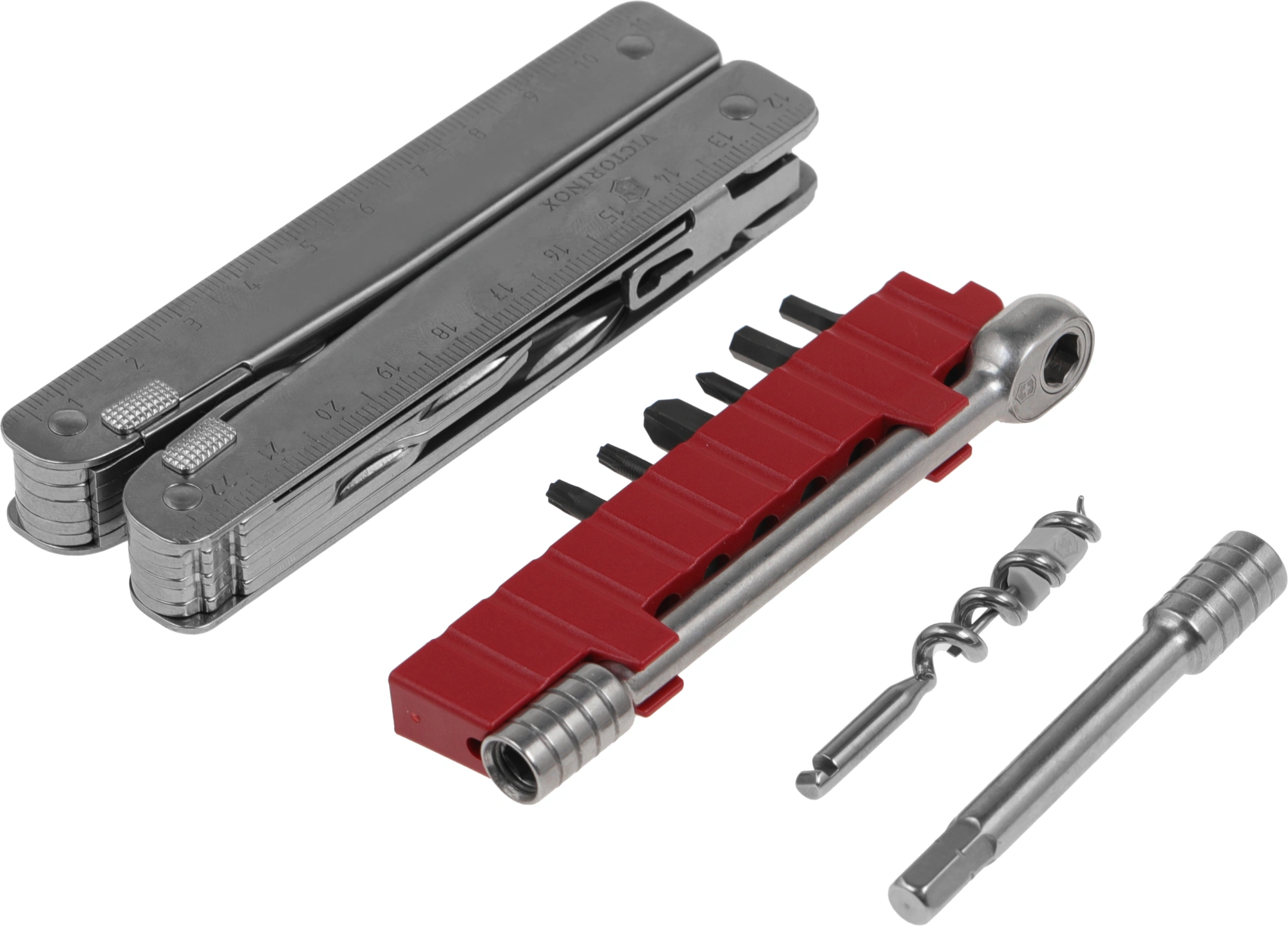 Мультитул Victorinox SwissTool X Plus Ratchet (3.0339.L) 115мм 39функц. мини-отвертка/штопор/набор бит/удлинитель/чехол кожаный серебристый карт.коробка — миниатюра 4