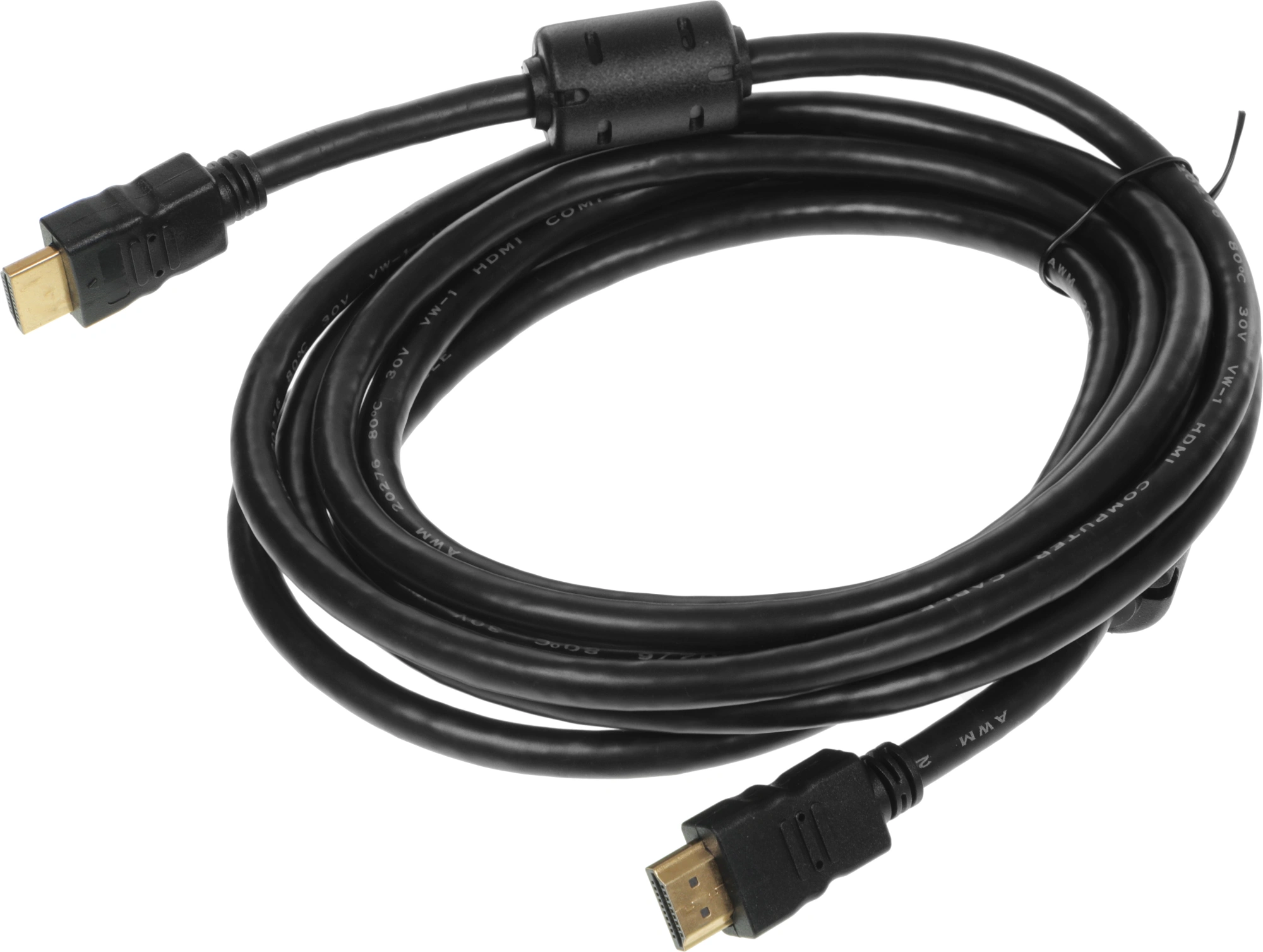 Кабель аудио-видео Ningbo HDMI (m)/HDMI (m) 3м. феррит.кольца позолоч.конт. черный (HDMI-3M-MG(VER1.4)) — фото 1