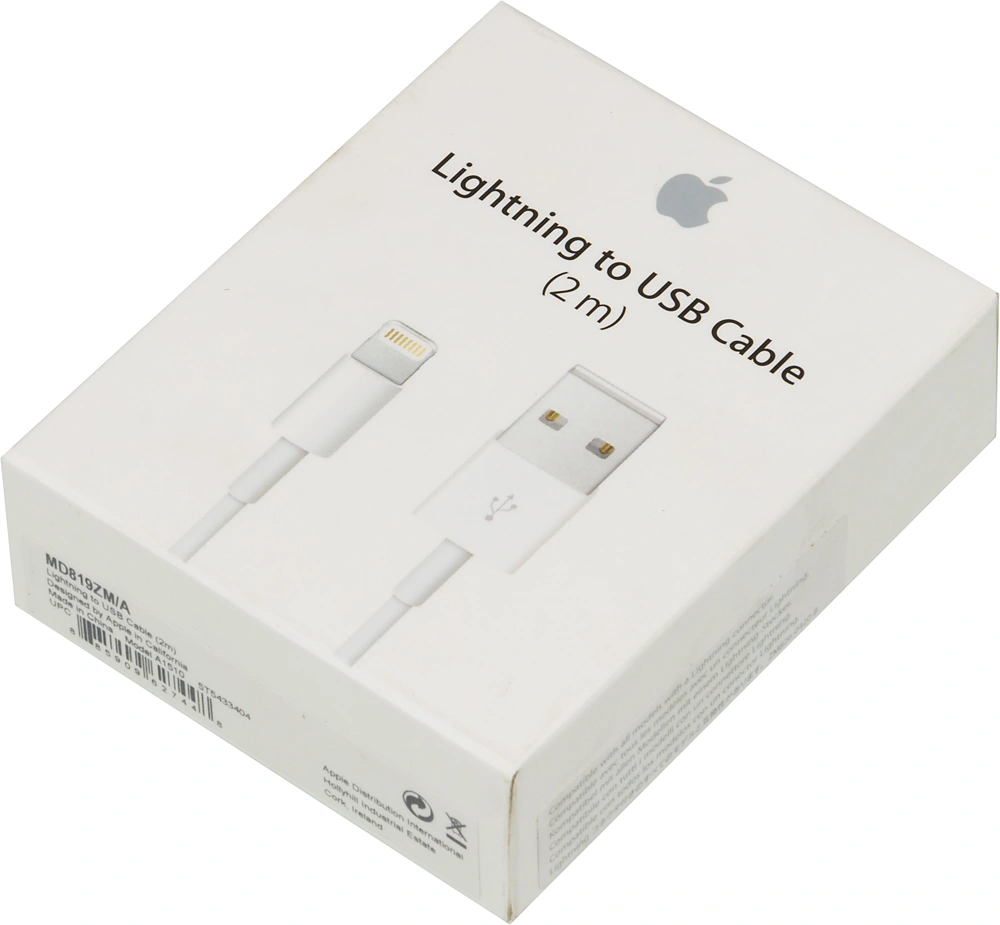 Кабель Apple A1510 MD819ZM/A USB (m)-Lightning (m) 2м белый — миниатюра 3