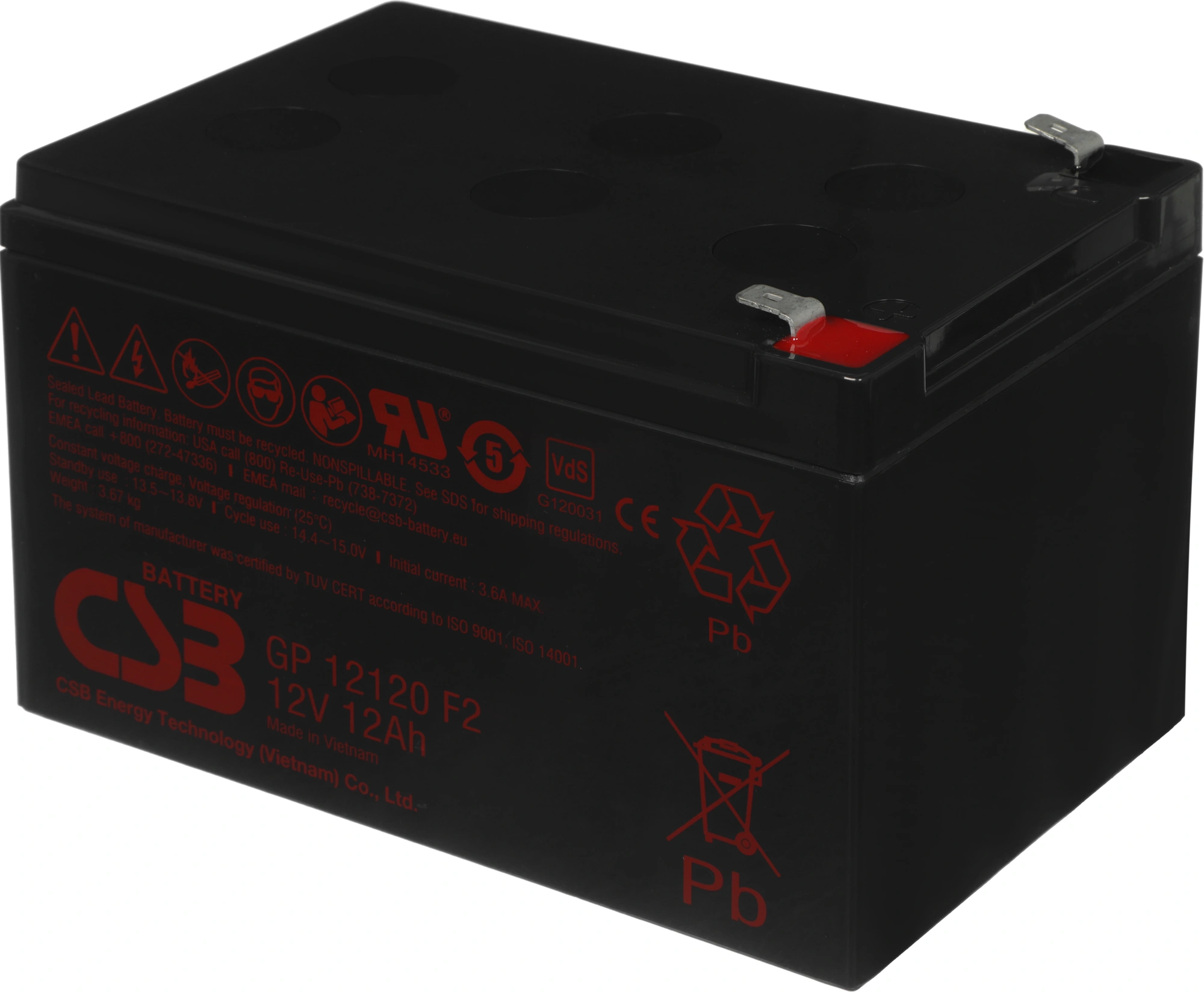Батарея для ИБП CSB GP12120 F2 12В 12Ач — миниатюра 4