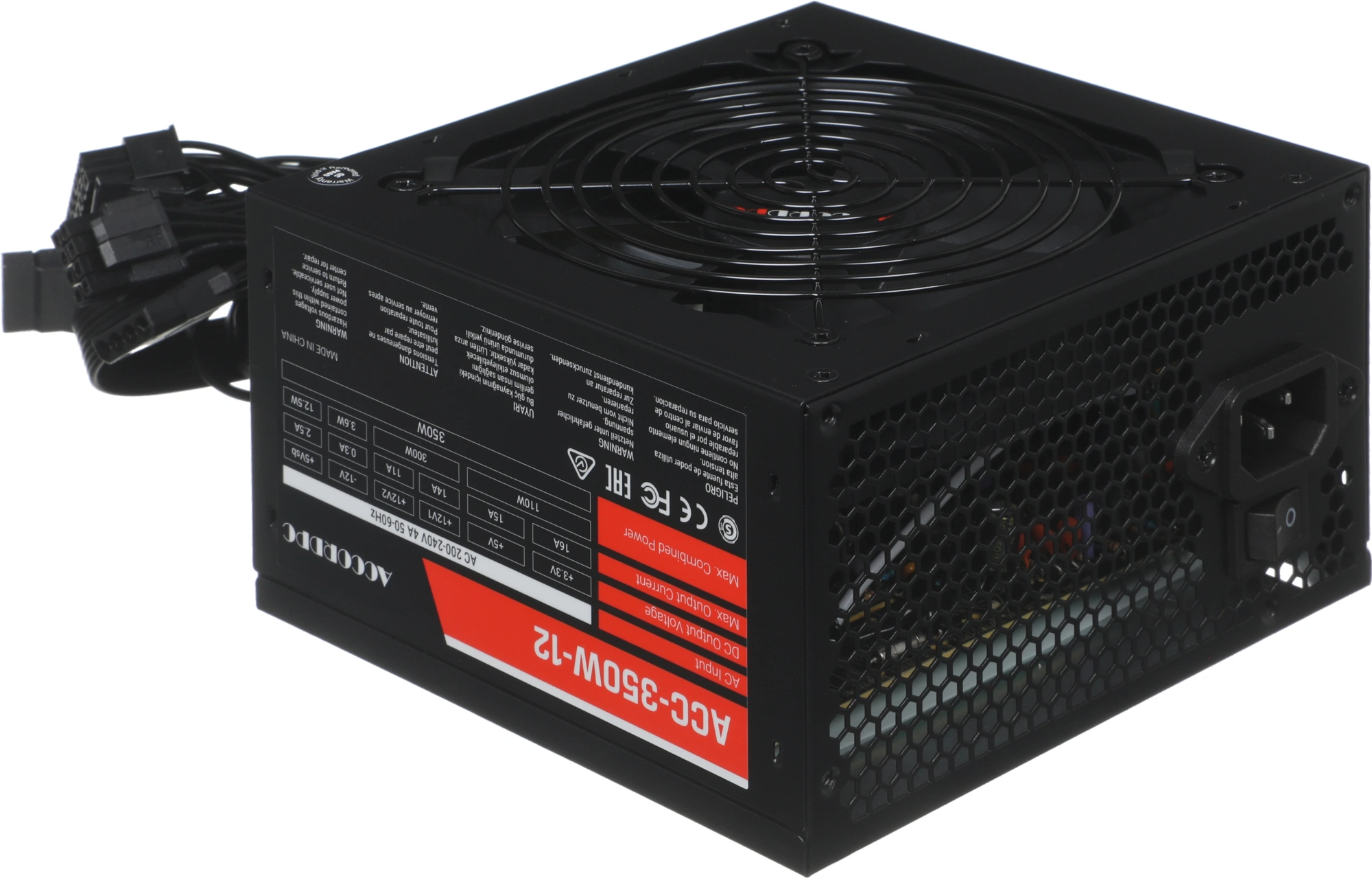 Блок питания Accord ATX 350W ACC-350-12 (20+4pin) 120mm fan 4xSATA — миниатюра 2