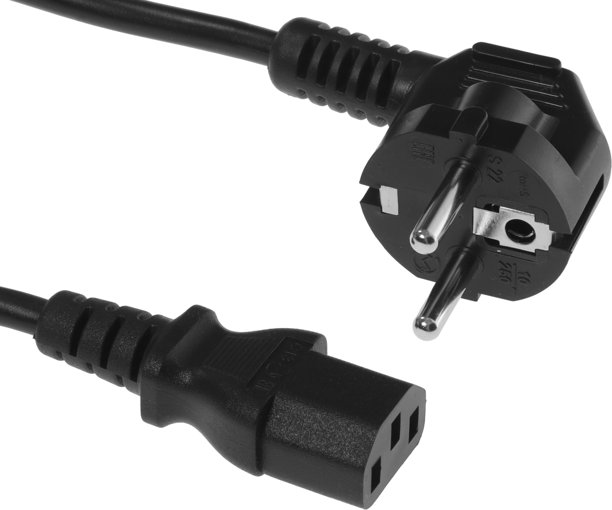 Шнур питания Rem R-10-Cord-C13-S-3 C13-Schuko проводник.:3x1мм2 3м 220В 10А (упак.:1шт) черный — миниатюра 2