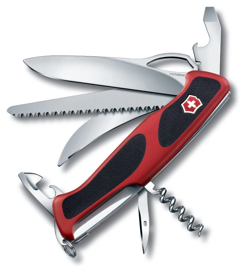 Нож перочинный Victorinox Ranger 57 M Grip (0.9583.MC) 130мм 13функц. красный/черный карт.коробка — фото 1