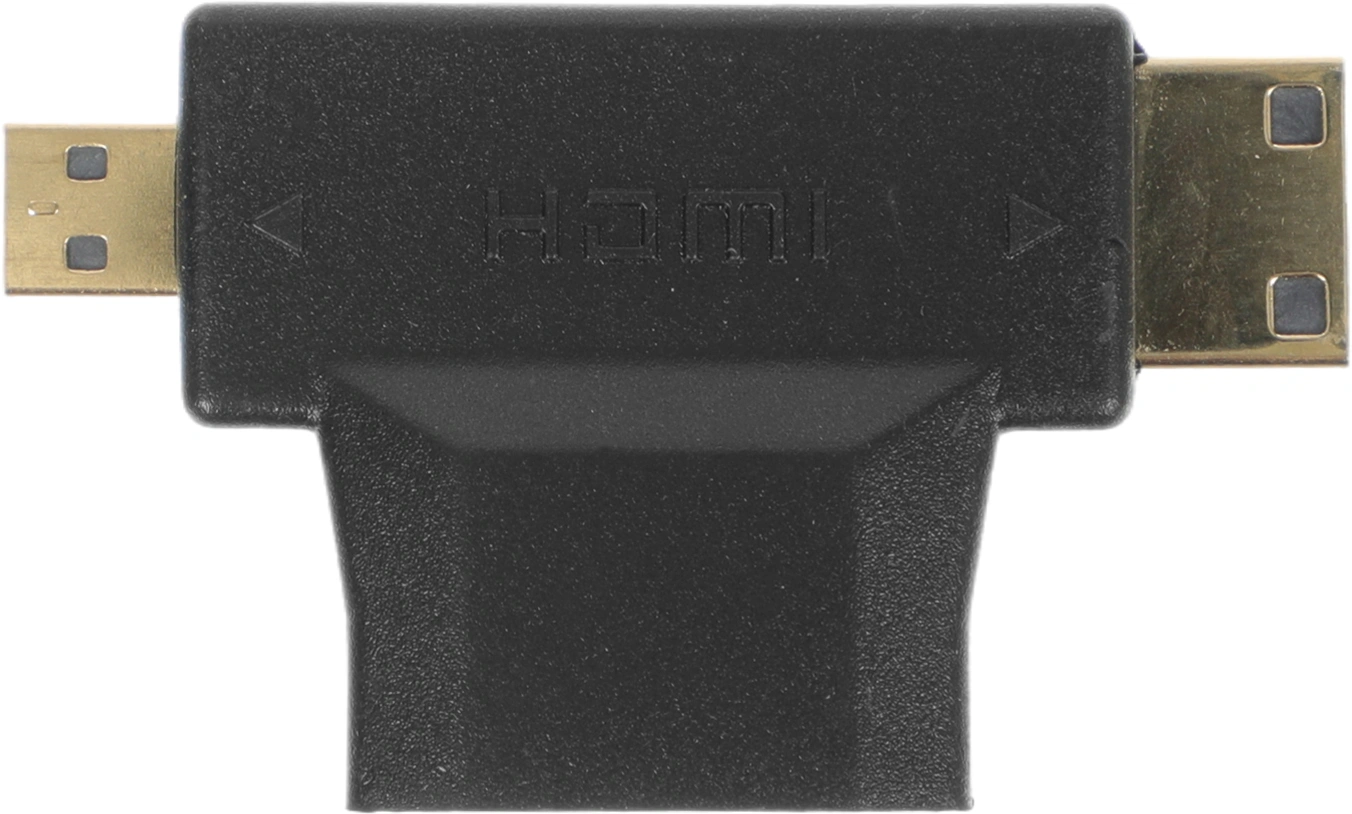 Переходник аудио-видео HDMI (f)/Micro HDMI (m)/Mini HDMI (m) черный (+ Mini HDMI (Male)) — миниатюра 2