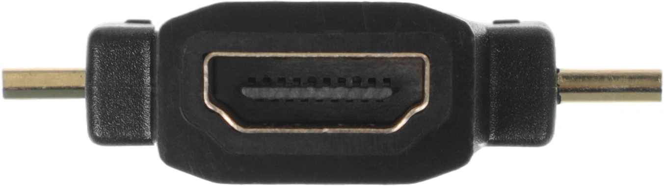 Переходник аудио-видео HDMI (f)/Micro HDMI (m)/Mini HDMI (m) черный (+ Mini HDMI (Male)) — миниатюра 4