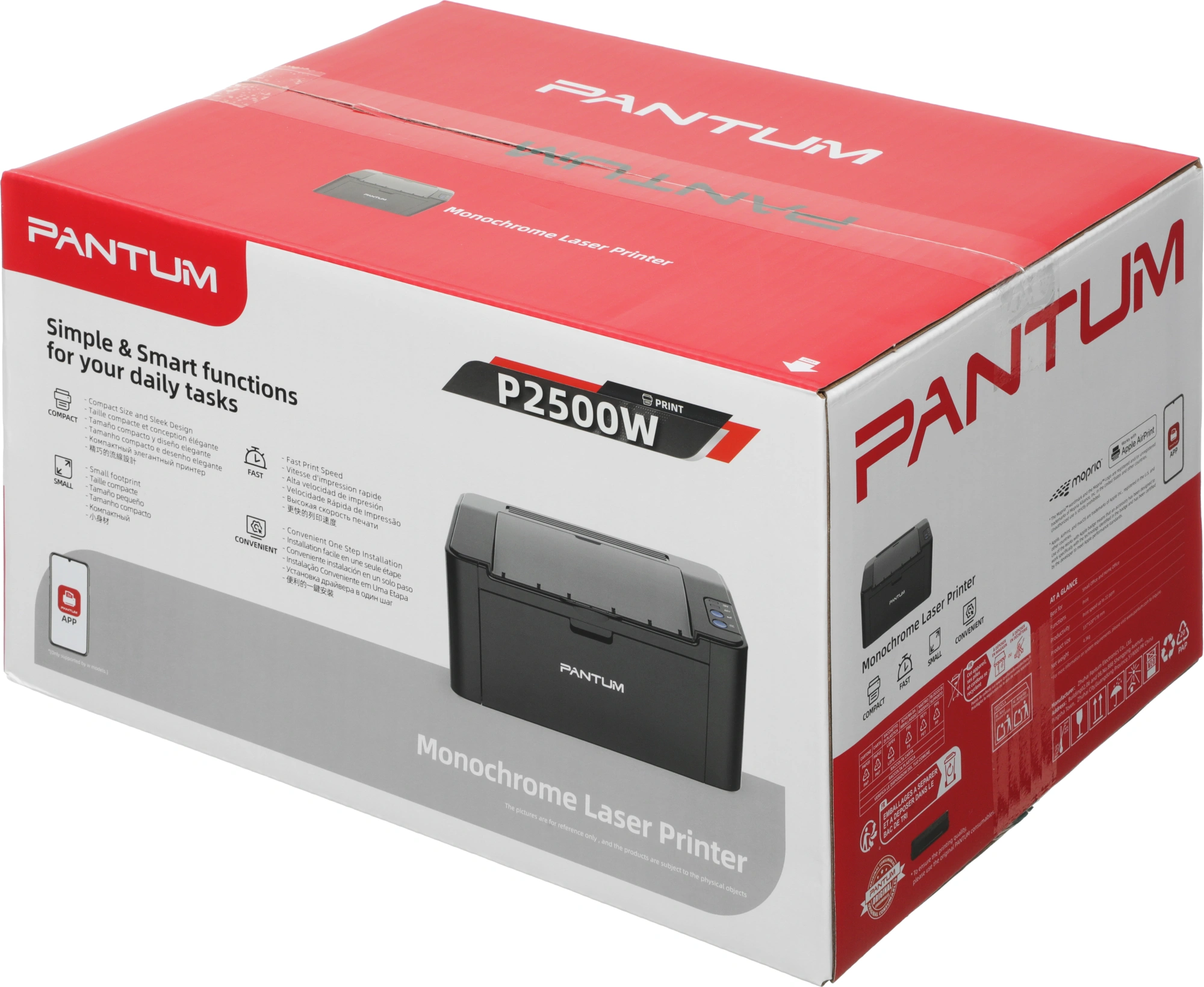 Принтер лазерный Pantum P2500W A4 WiFi черный — фото 1