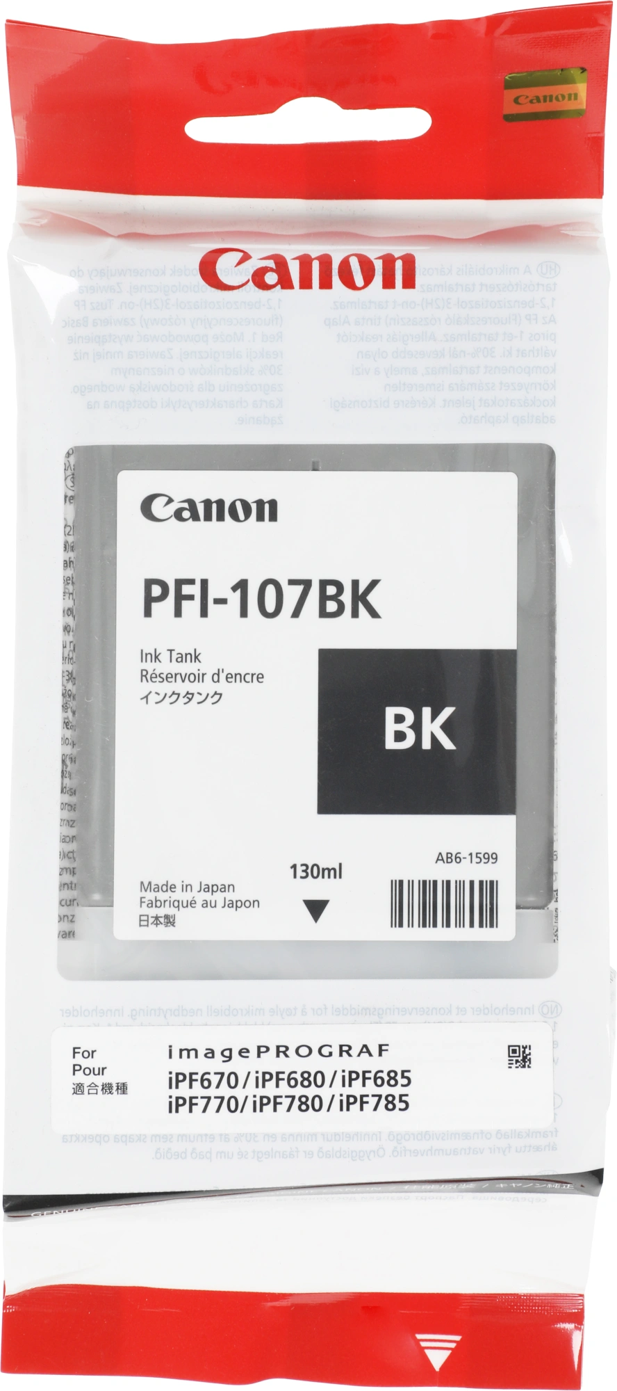 Картридж струйный Canon PFI-107BK 6705B001 черный (130мл) для Canon iP F680/685/780/785 — фото 1