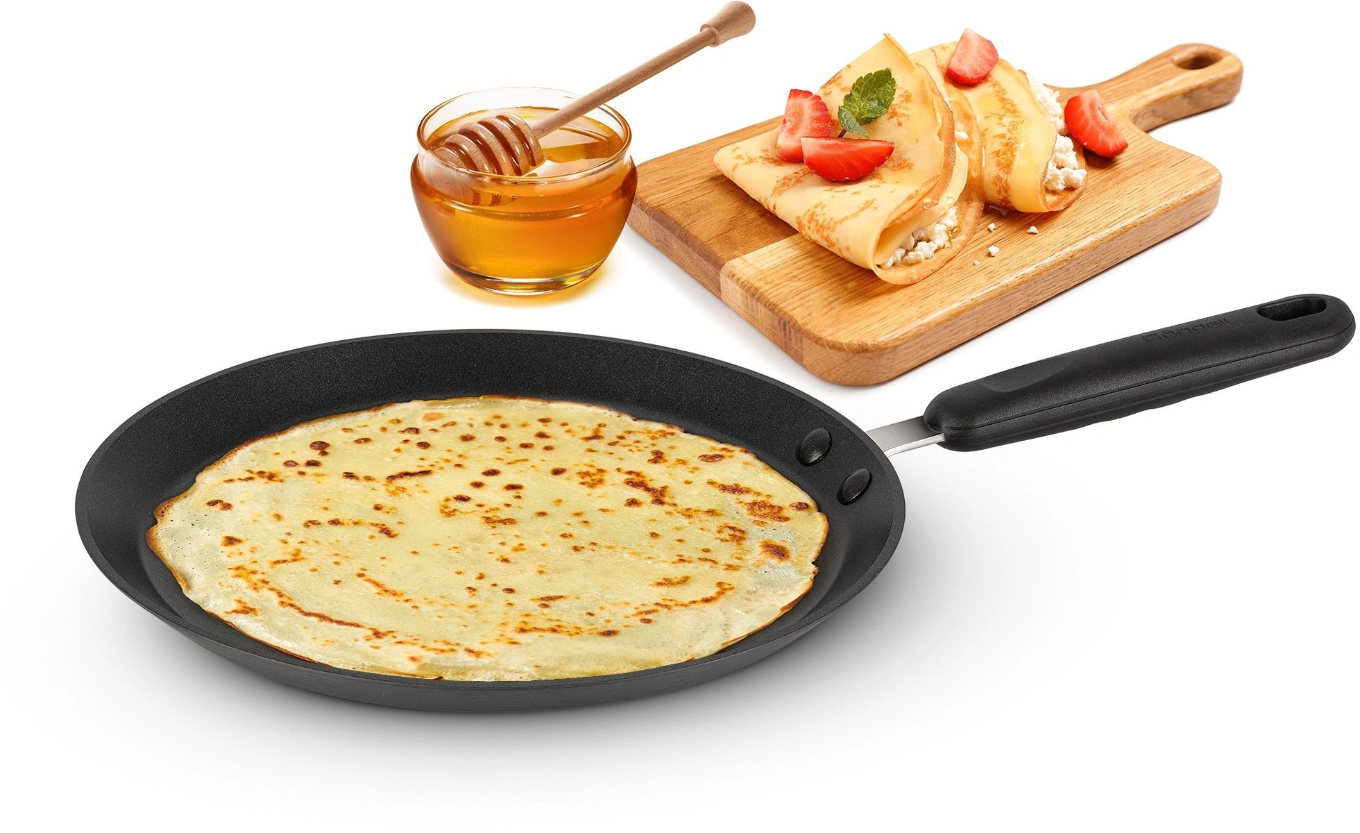 Сковорода блинная Rondell Pancake frypan RDA-128 круглая 26см покрытие: TriTitan ручка несъемная (без крышки) черный — миниатюра 6