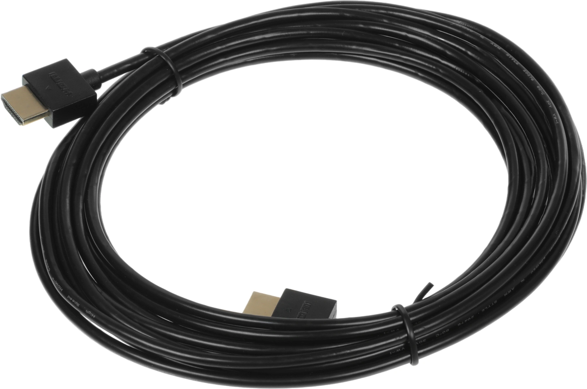 Кабель аудио-видео Ultra Slim ver 1.4 HDMI (m)/HDMI (m) 5м. позолоч.конт. черный — фото 1